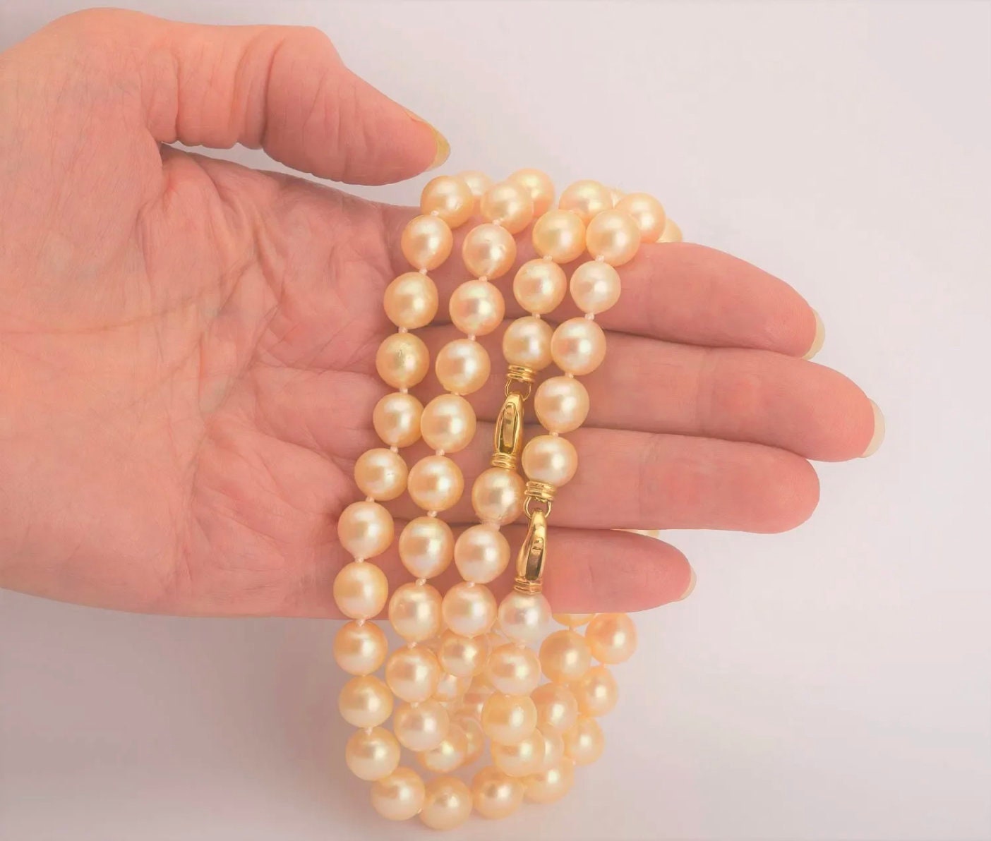 Cultured Pearl Necklace & Bracelet, 18K Yellow Gold Clasp