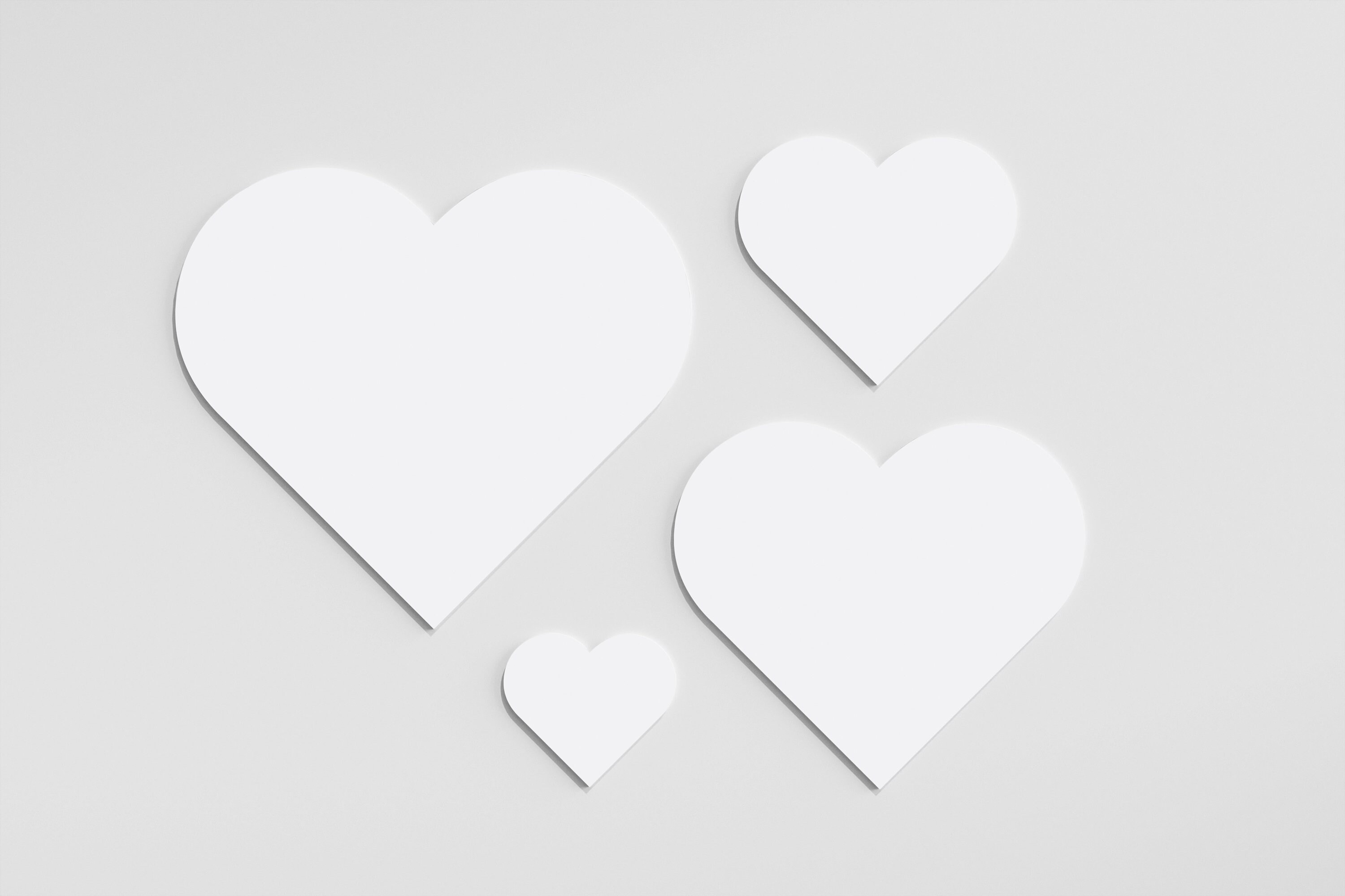 White Heart Shape Acrylic Blanks For Diy Wedding Kits & Crafts. Available in Large, Small Custom Sizes