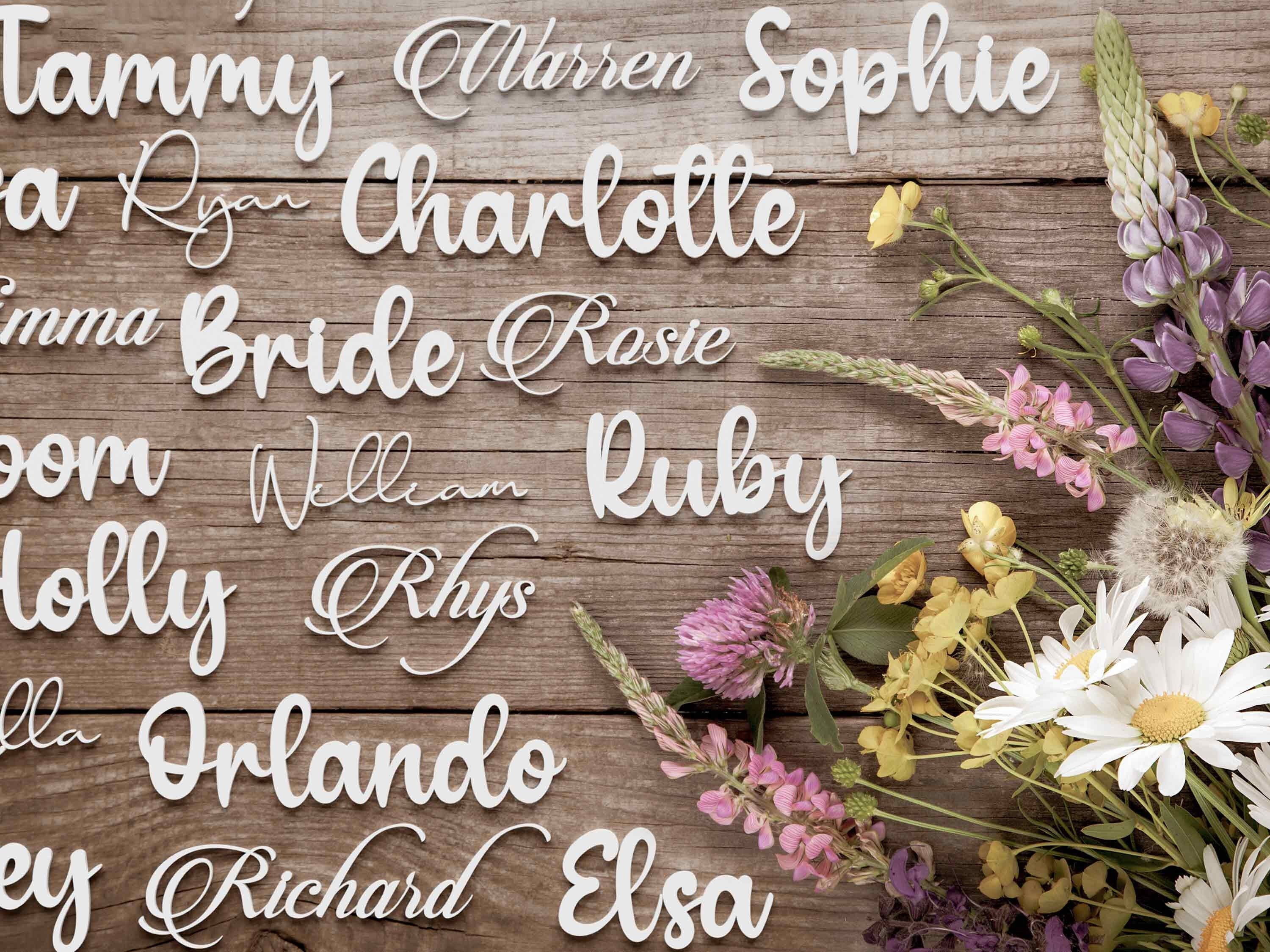 White Acrylic Table Name Tags. Personalised Wedding Place Names. Cards For Weddings. Made From Acrylic