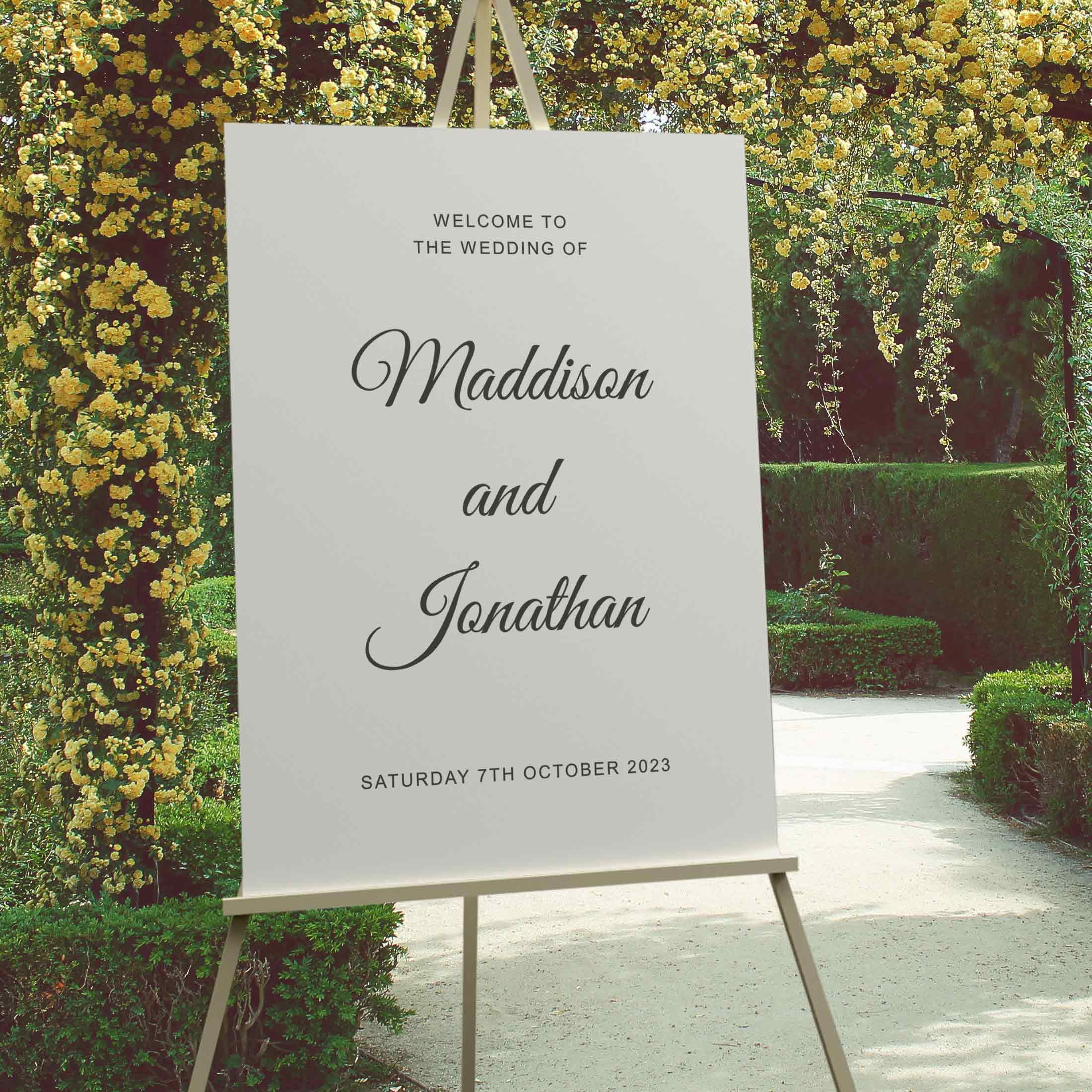 White Acrylic Wedding Reception Sign Suitable For Inside Or Outside The Entrance Foyer