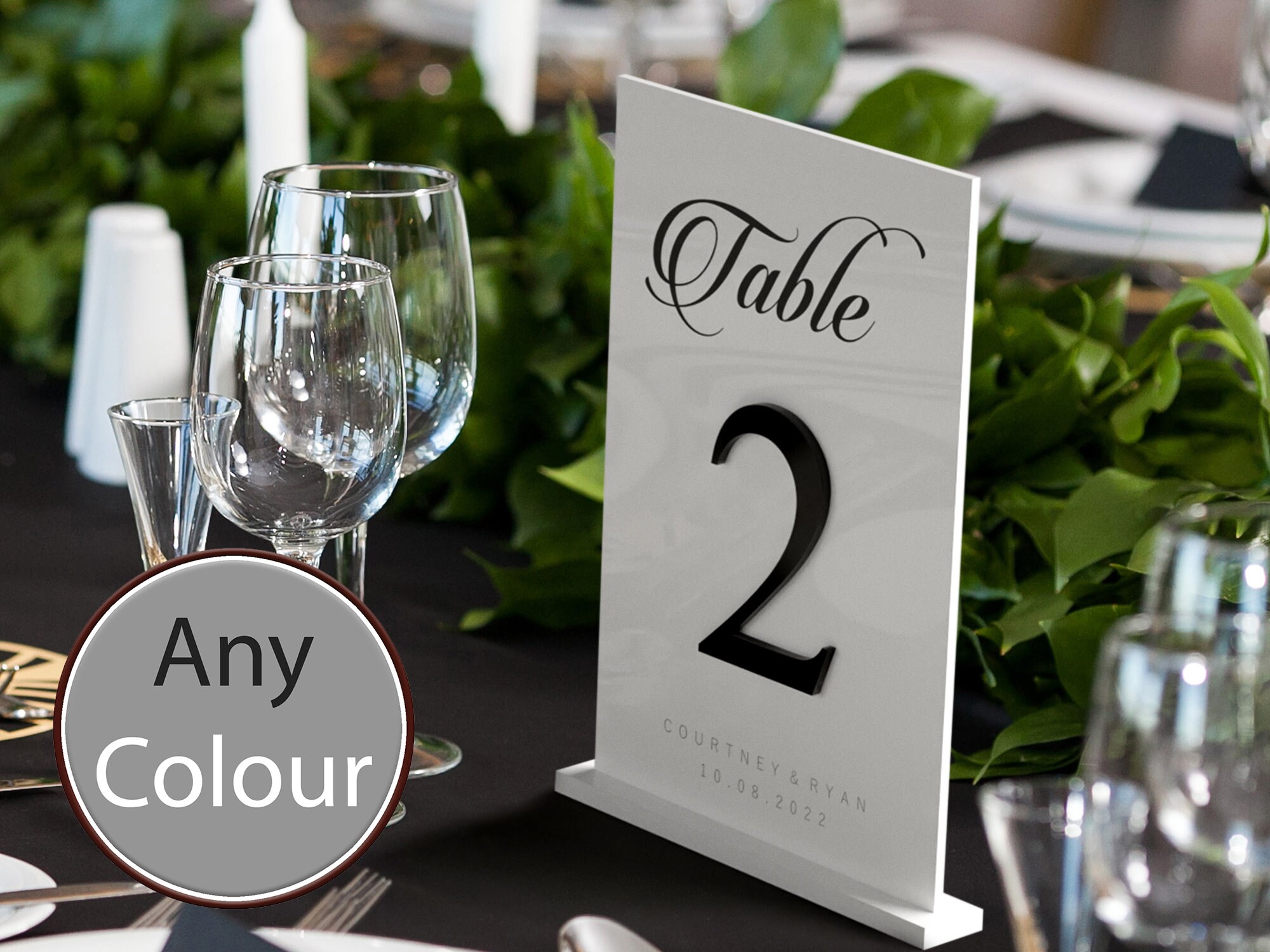 Wedding Table Number | White Acrylic 3D Numbers Personalised With Names & Dates