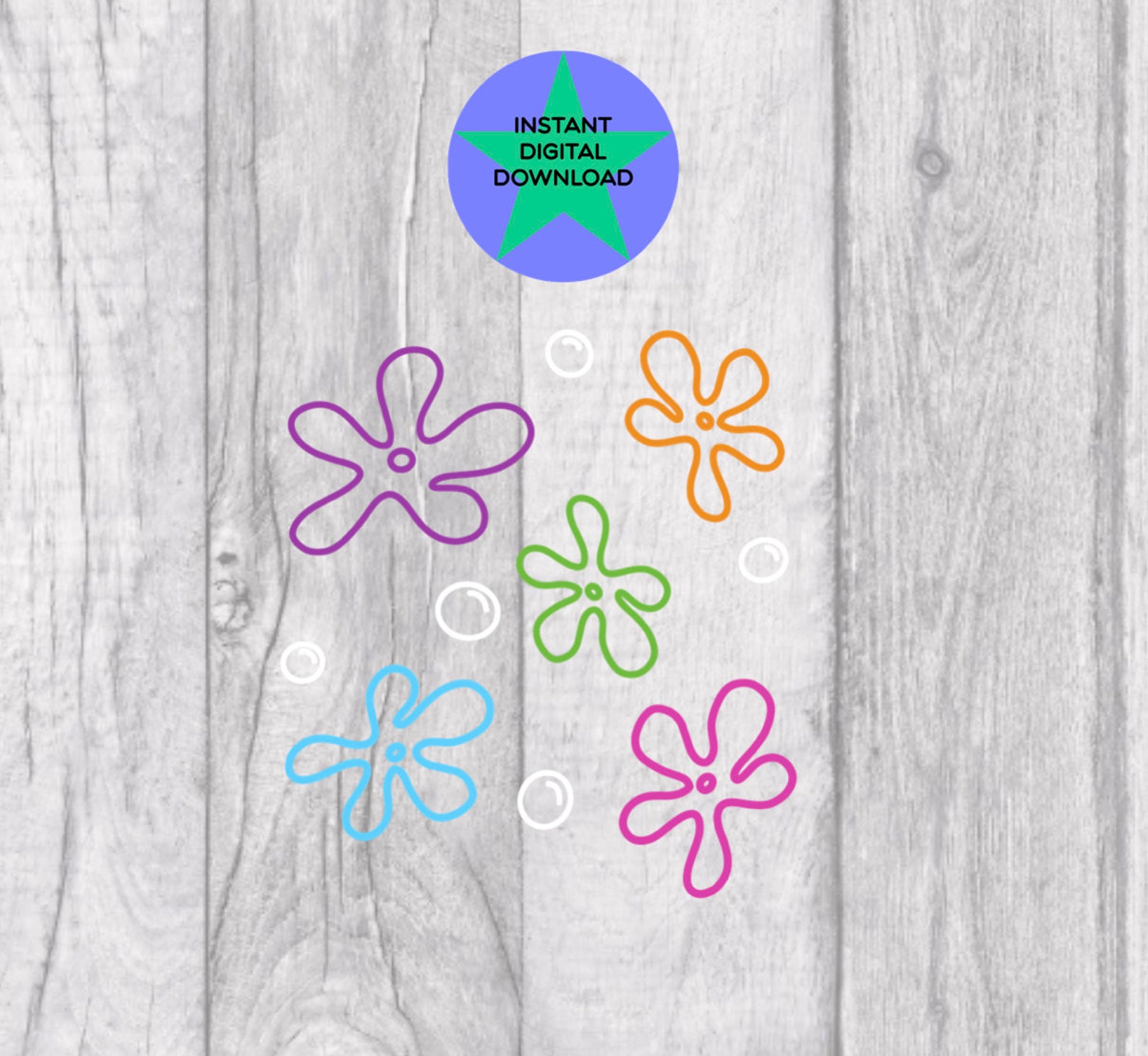 Bikini Bottom Flowers Png Cricut Friendly Flower Png Flower Etsy