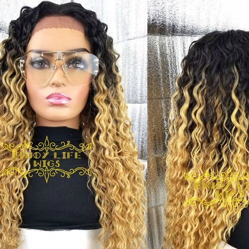 Ash Blonde Bob Brown Ombre Lace Front Wig With Deep Side Part Etsy