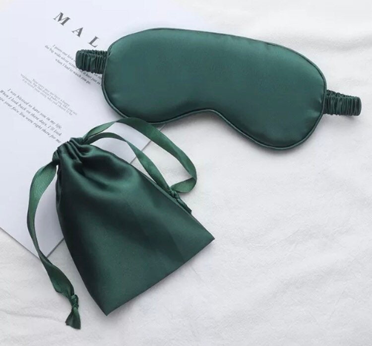 UK Premium Green Silk Eye Mask With Bag, Blindfolded, Mothers Day Gift For Her Wife Girlfriend, Christmas Gift, Bride’s Gift