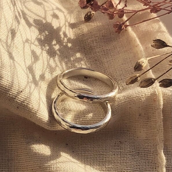 Silver Textured Wedding Band Or Stacking Ring - Handmade With Recycled Silver Sustainable Timeless Jewellery