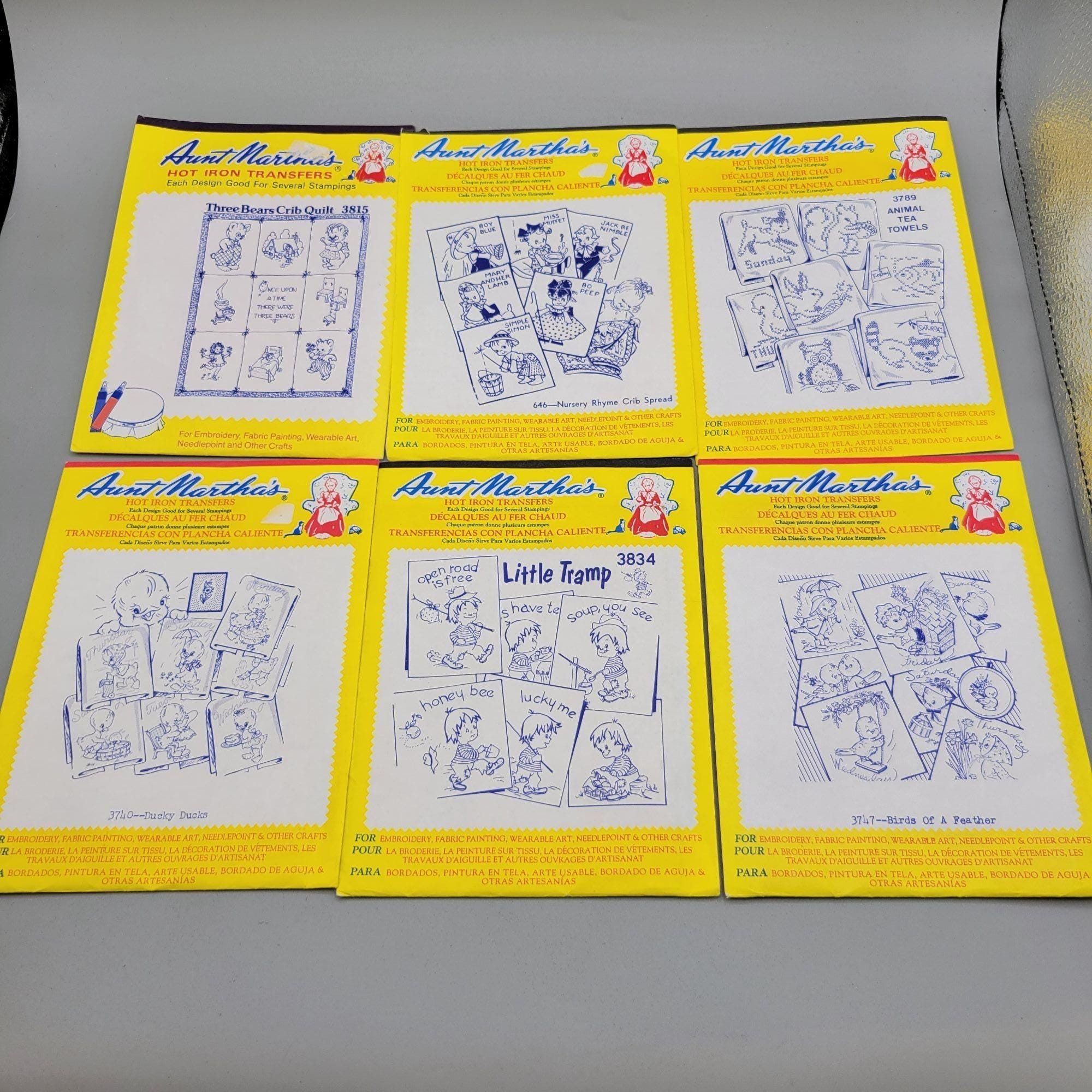 Aunt Marthas Hot Iron Transfers Embroidery Patterns Lot Of 6 Etsy