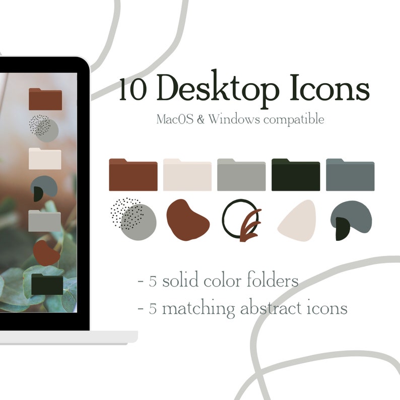 Aesthetic Dark Boho Desktop Folder Icons Mac Windows Etsy