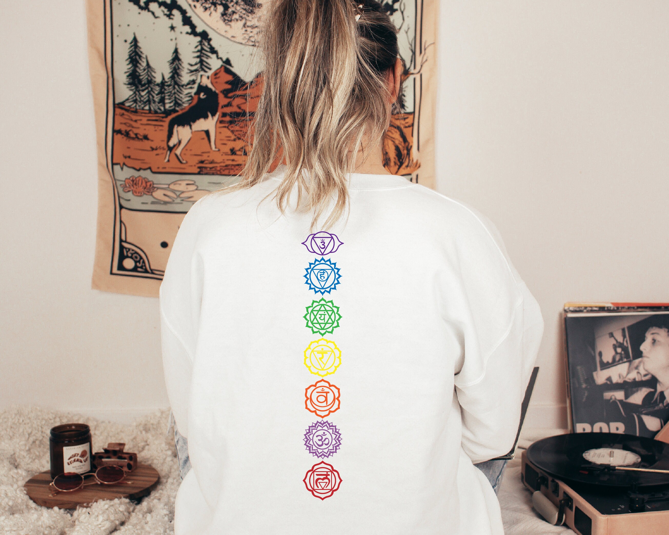 Seven Chakras Unisex Sweatshirt, Spiritual Meditation Jumper, 7 Hoodie, Chakra Clothing, Yoga Gift Jumper