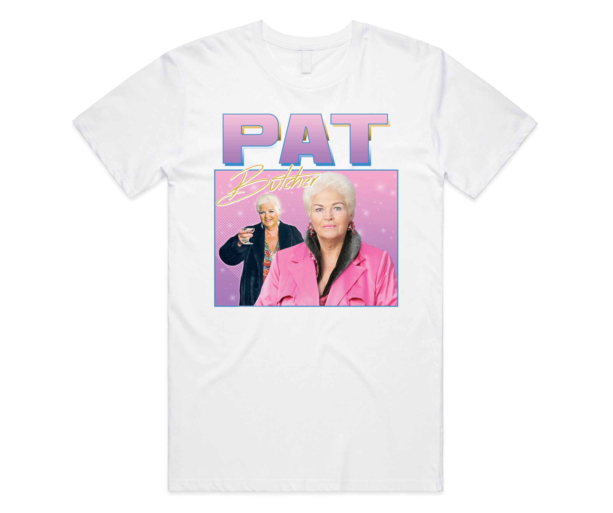 Pat Butcher Homage T-Shirt Tee Top Funny UK Tribute Gift Tv Fan 90’s Legend