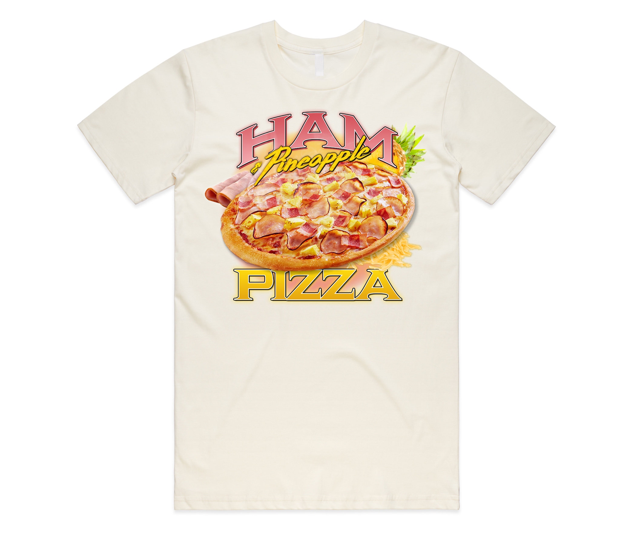 Ham & Pineapple Pizza Homage T-Shirt Tee Funny Food Fit Hawaiian Lover