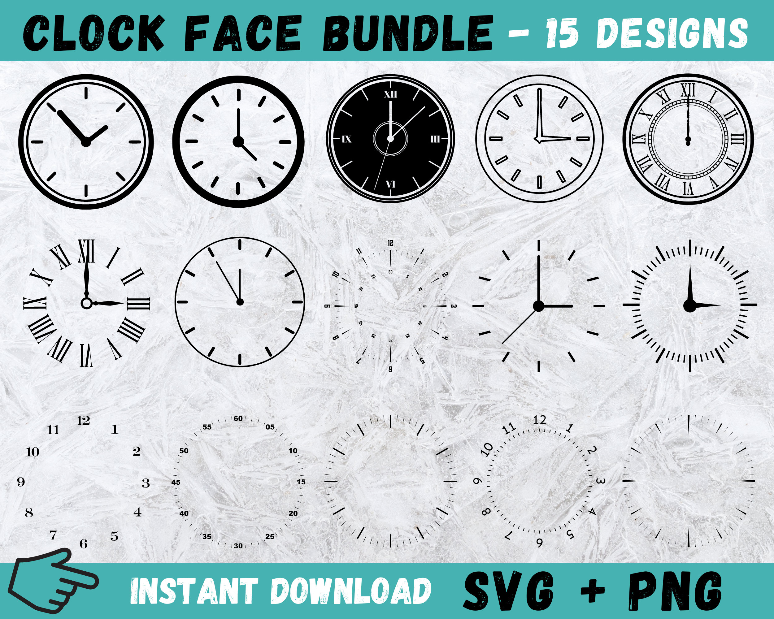 Clock Face Bundle Svg Clock Face Template Svg By Ld Digital