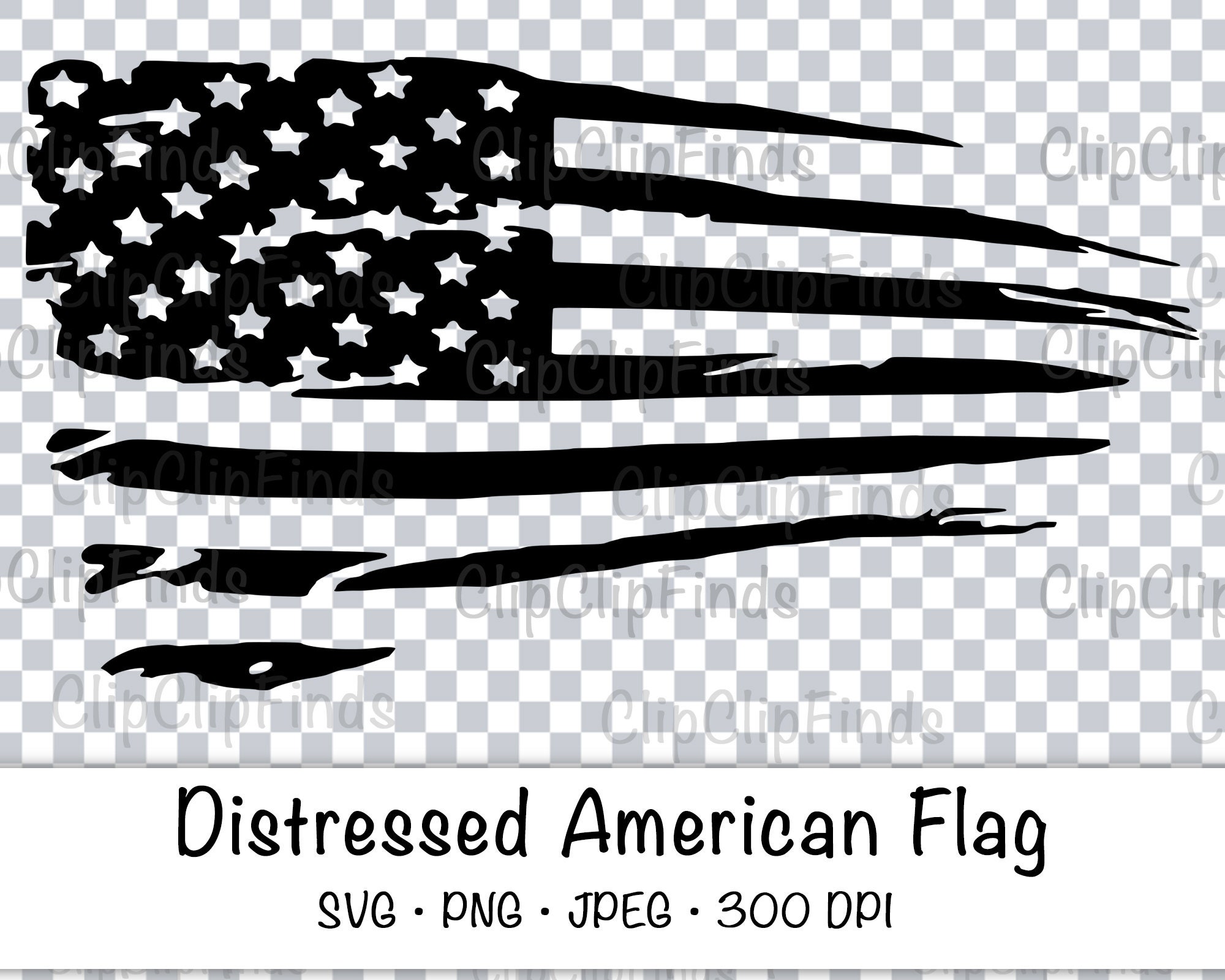 Distressed Black And White American Flag SVG Vector Cut File Etsy