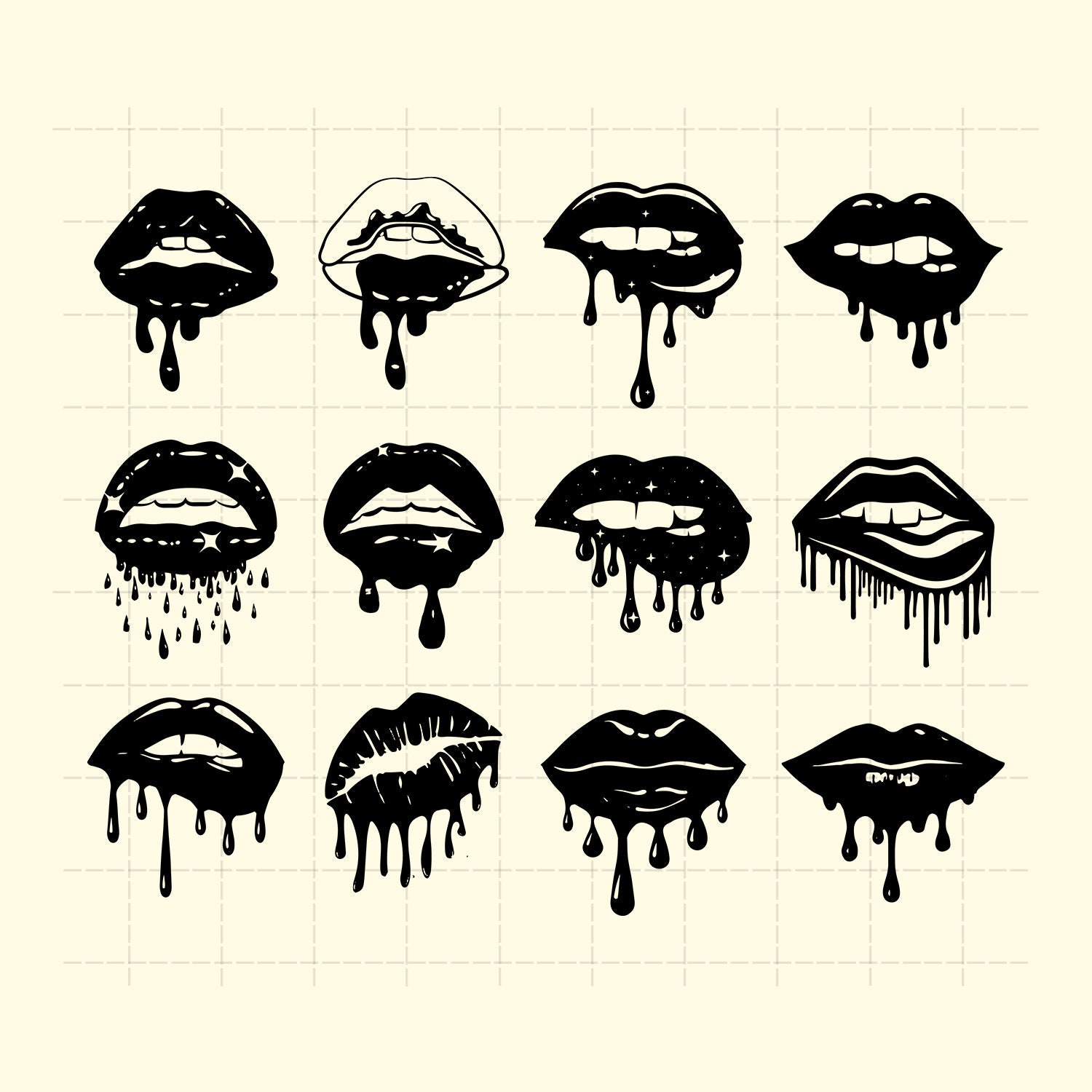 Dripping Lips Svg Bundle Dripping Lips Svg File Dripping Etsy