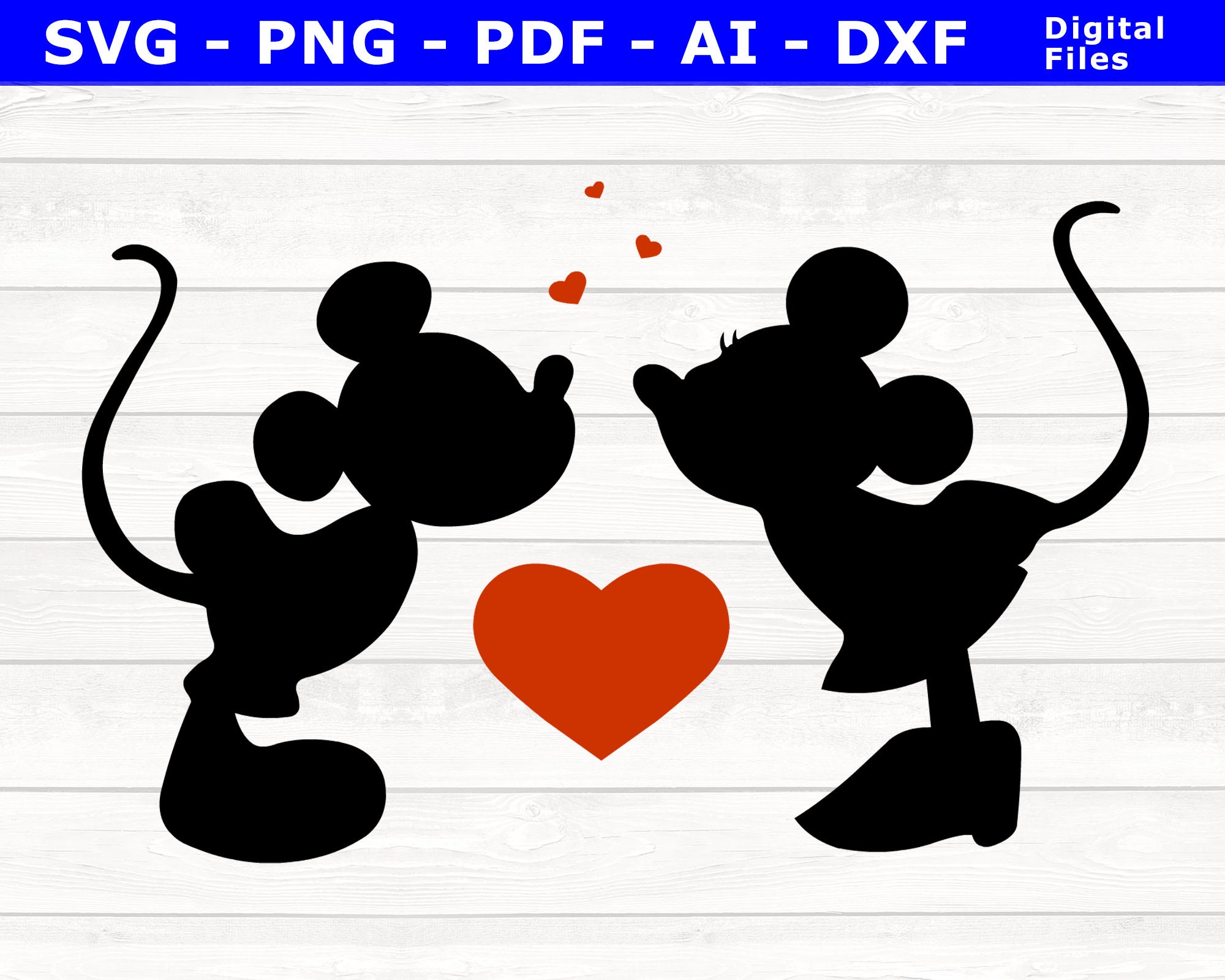 Mickey And Minnie Kissing Svg Png Pdf Dxf Ai Disney Etsy