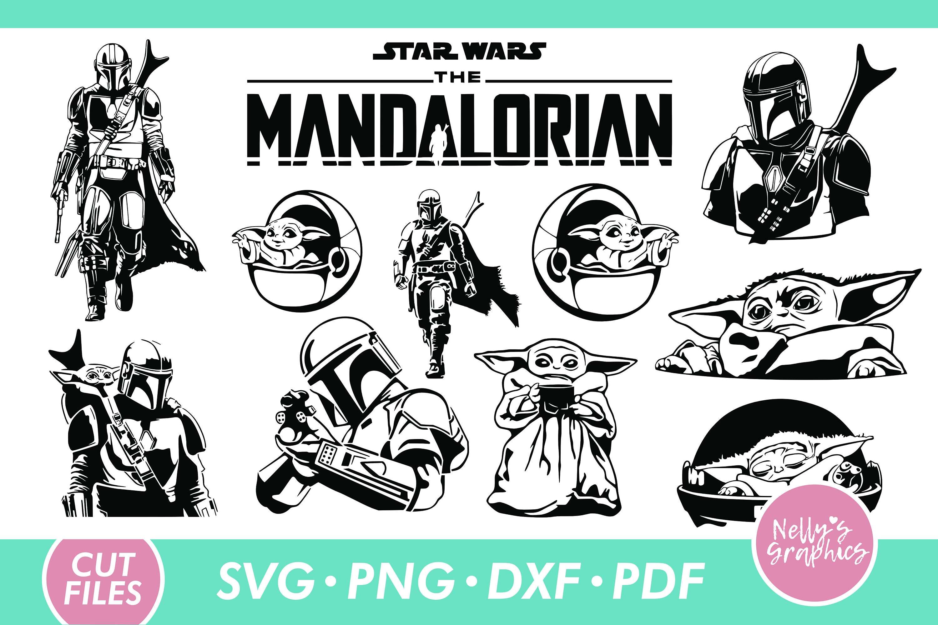 Mandalorian Svg Bundle Dxf Png Eps Cut Files Baby Yoda Svg Star Wars
