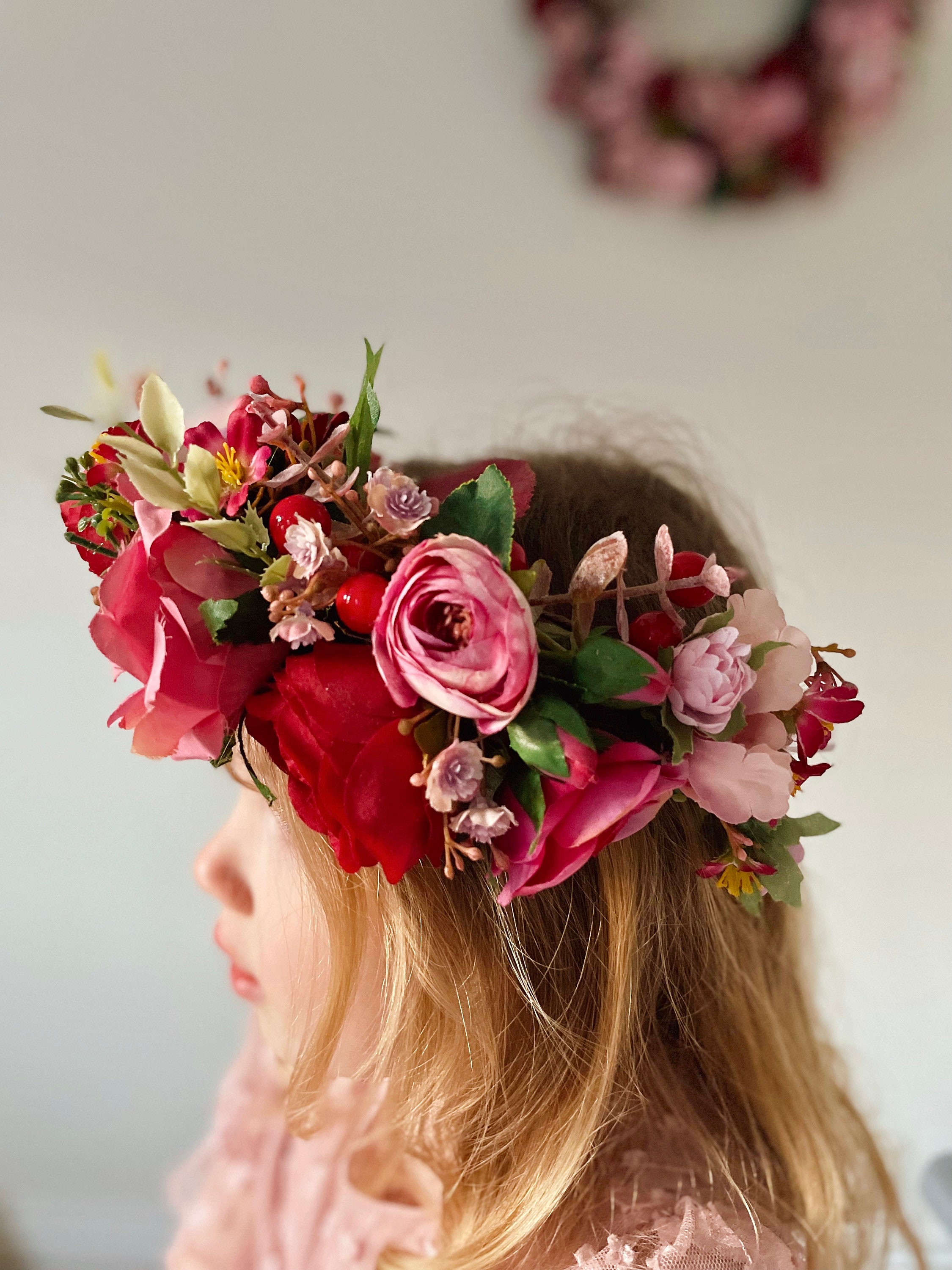 Custom Flower Crown, Childrens Crowns, Bridesmaid Pink Bride Crown