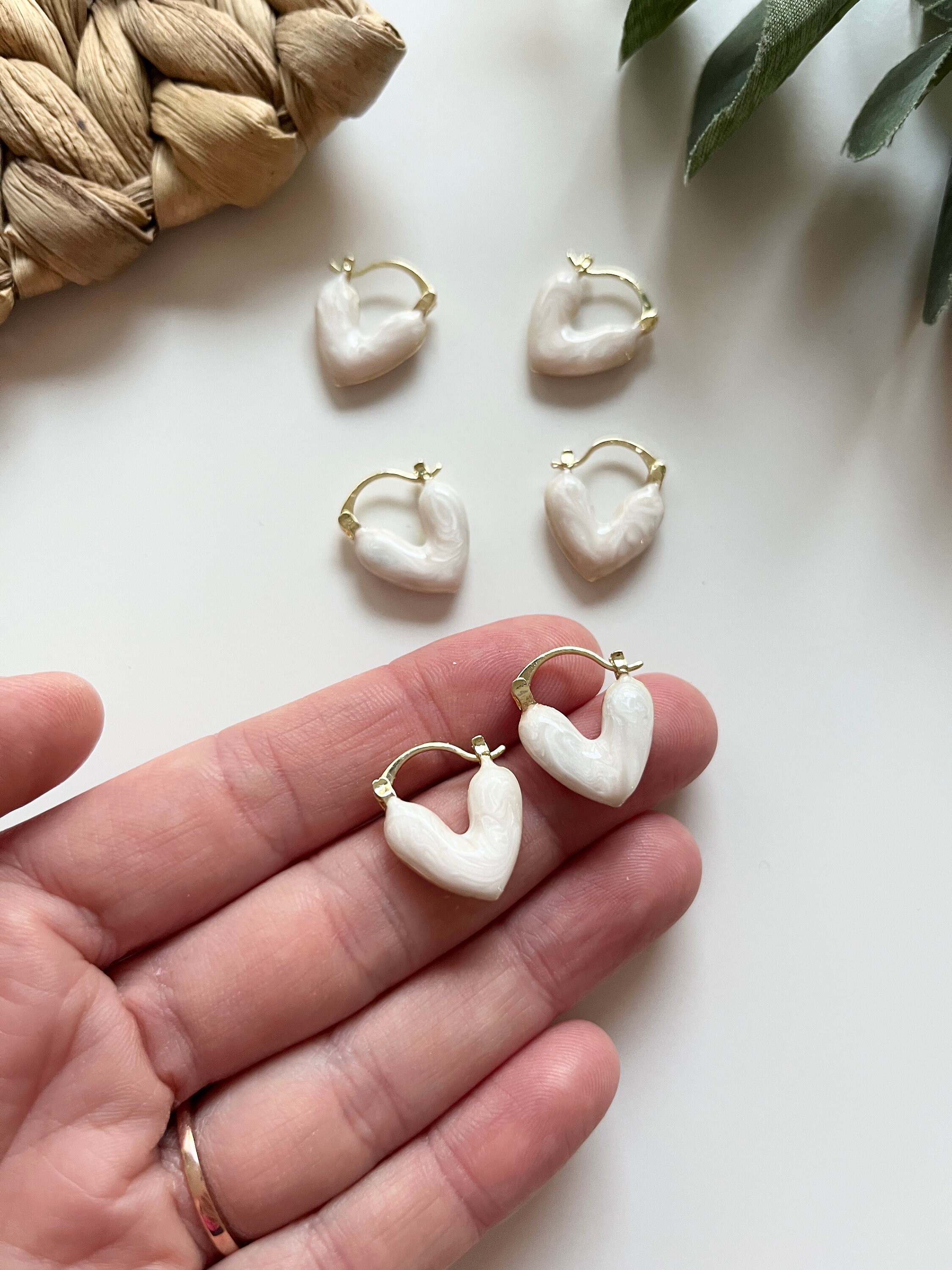 Heart Hoop Earrings 2Pcs/ Polymer Clay Tools/Jewellery Findings Brass Charm Raw
