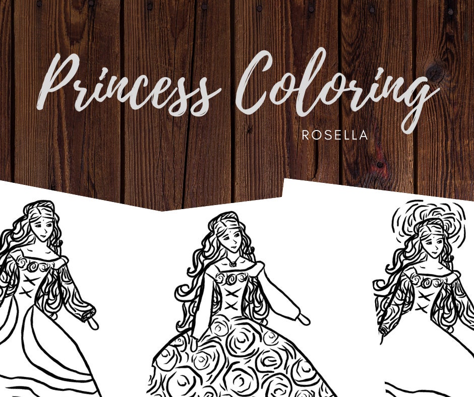 Princess Coloring Pages Rosella Etsy