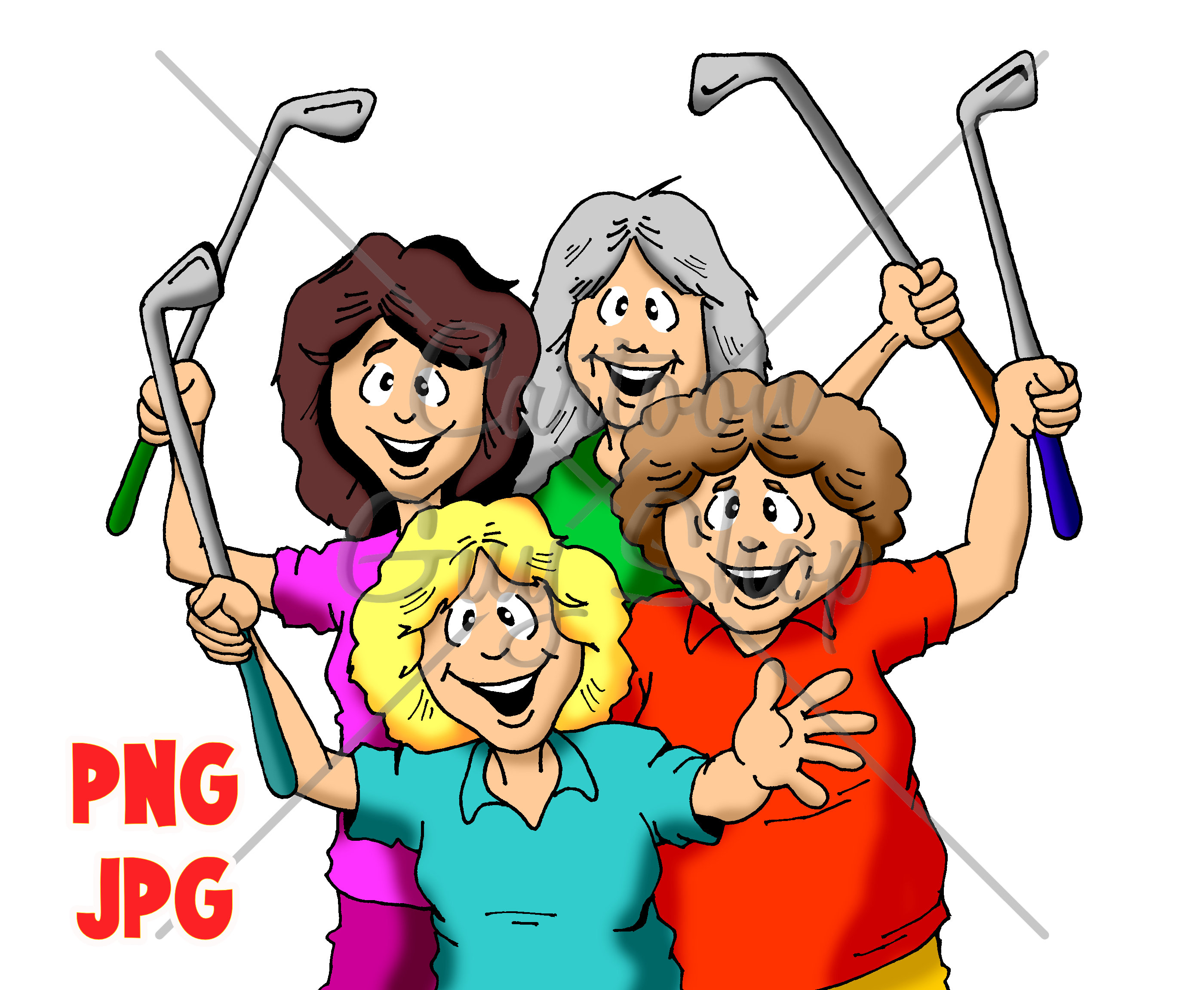 Golf Clipart Woman Golfers Png Cartoon Image Etsy Uk