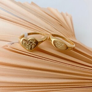Gold Fuck Off Ring Heart Shaped Signet Fuck Off Rings Oval Signet Ring Gold Rings For Women