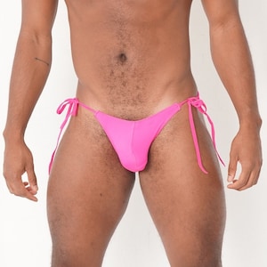 Men String Bikini Men S Tie Side Hot Pink Bikini Etsy