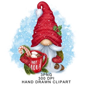 Gnome Png Hot Cocoa Winter Clipart Digital Christmas Gonk Waterslide Watercolor Mug Choc