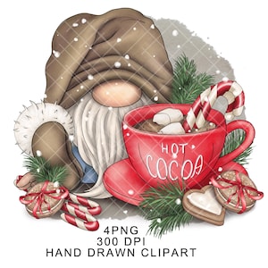Christmas Gnome Png Hot Cocoa Winter Clipart Digital Gonk Etsy