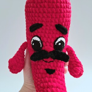 Crochet Plush Hot Chili Pepper In Sombrero Hat With Guitar Velvet Mexican Pepper With Eyes