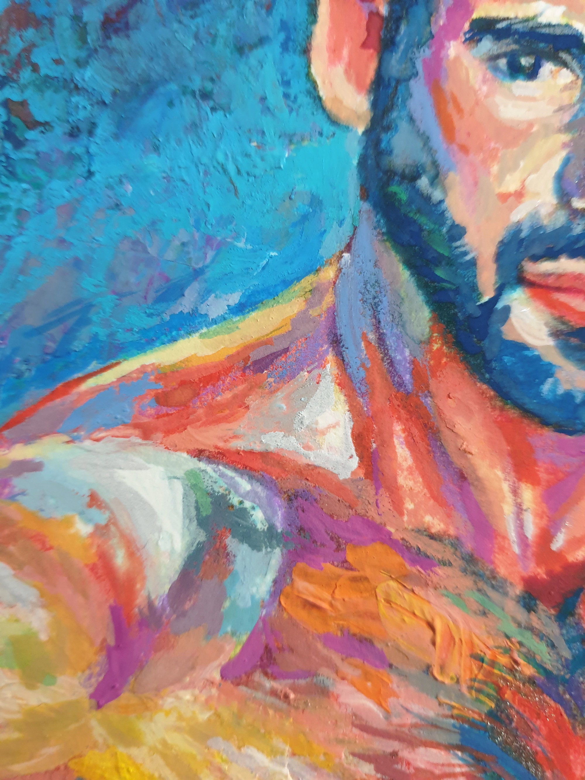 Original Art Work Oil Pastel Gouache Painting Muscle Male Nude Etsy