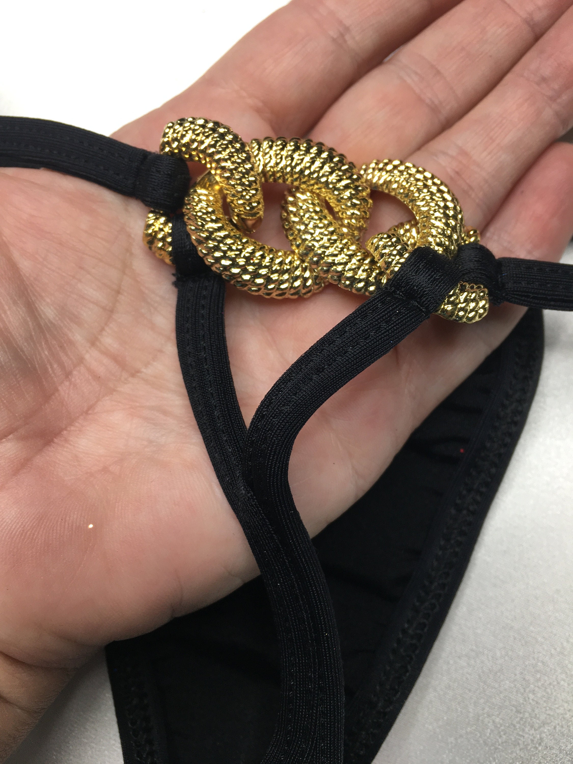 Black Gold G String Bikini Set Exotic Dance Stripper Costume Etsy