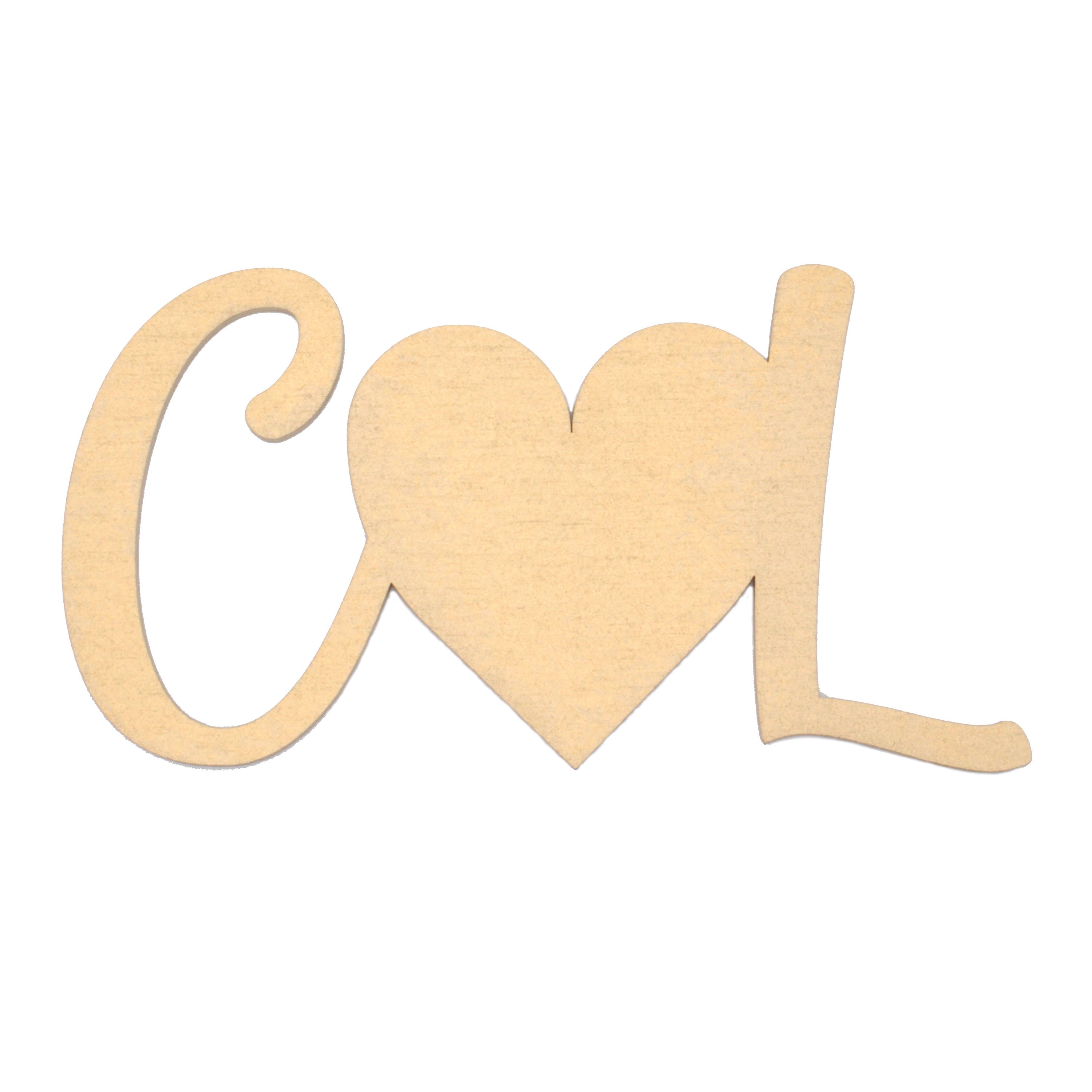 Personalised With Your Initials Adjoined Heart Gold Laser Cut From 3mm Mdf Wood | Your Initials Anniversary Gift Custom