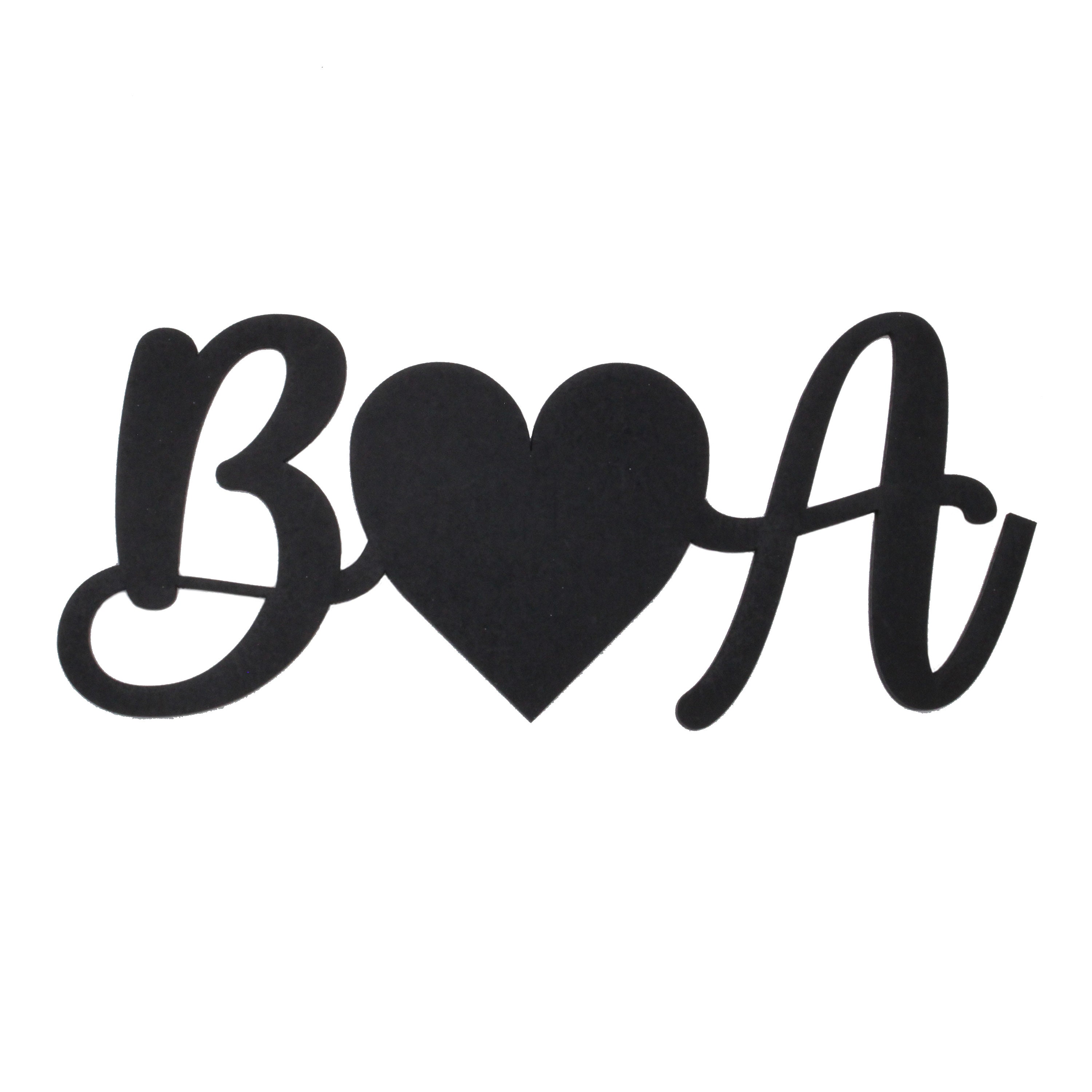 Personalised With Your Initials Adjoined Heart Black Laser Cut From 3mm Mdf Wood | Your Initials Anniversary Gift Custom