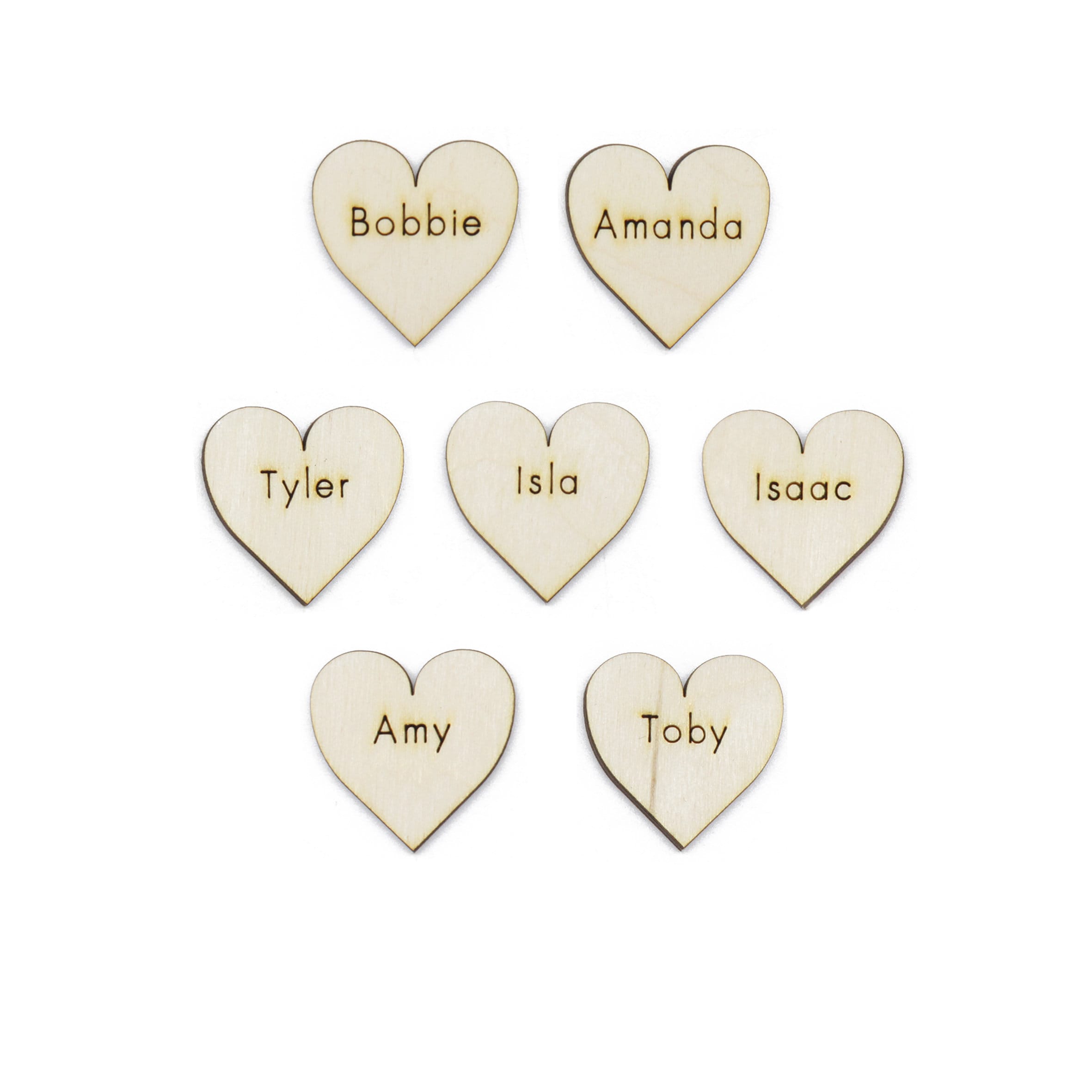 3cm Hearts Personalised With Your Names Laser Cut From 3mm Ply Wood | Scrapbooking Card Making Wedding Favours Custom Hearts