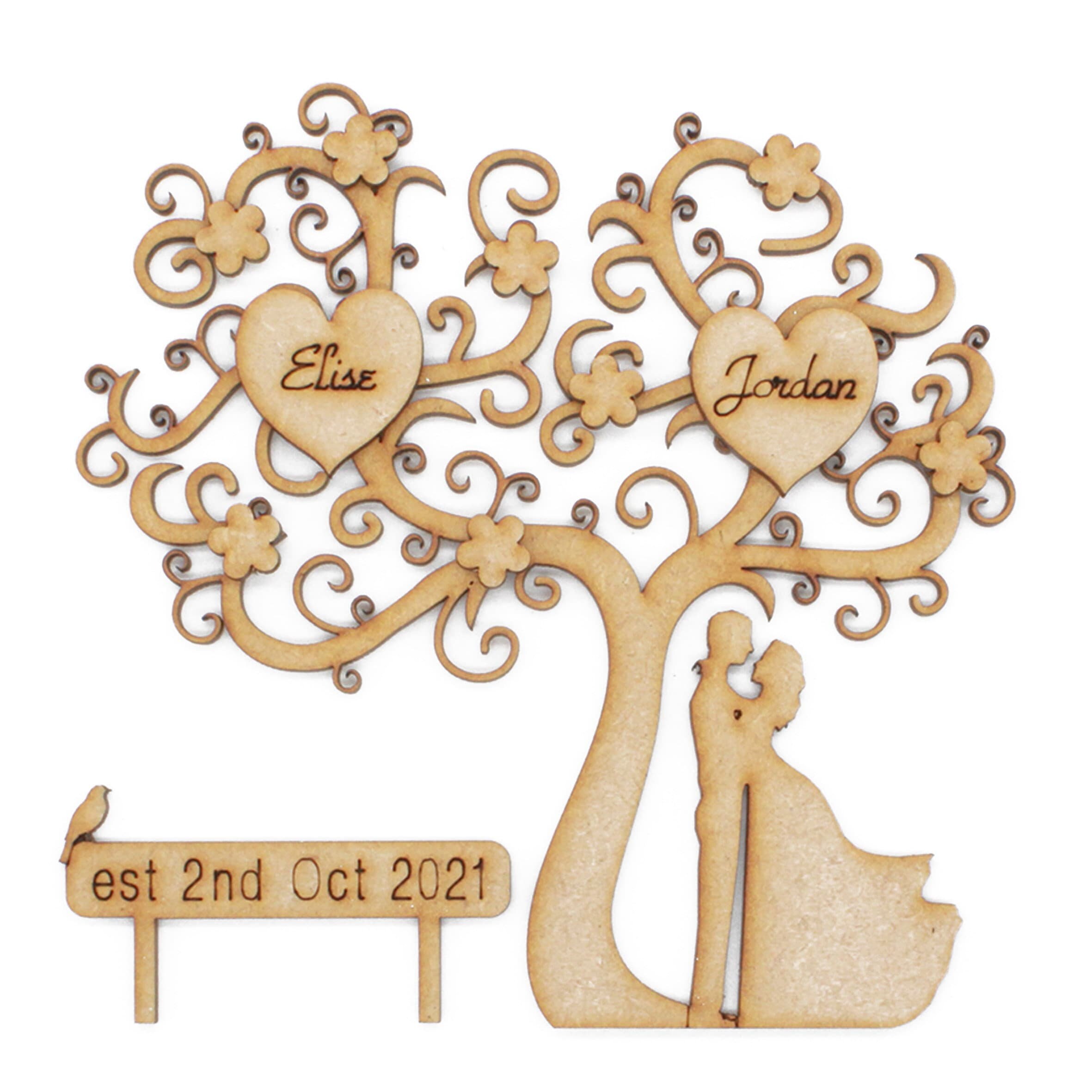 Personalised Wedding Couple Tree Kit 12.5cm Laser Cut From 3mm Mdf Wood