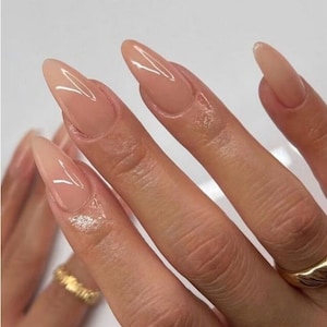 Nude Gloss Colors Nail Short Almond Coffin Round Nail Tips Press On False Acrylic Nails Press