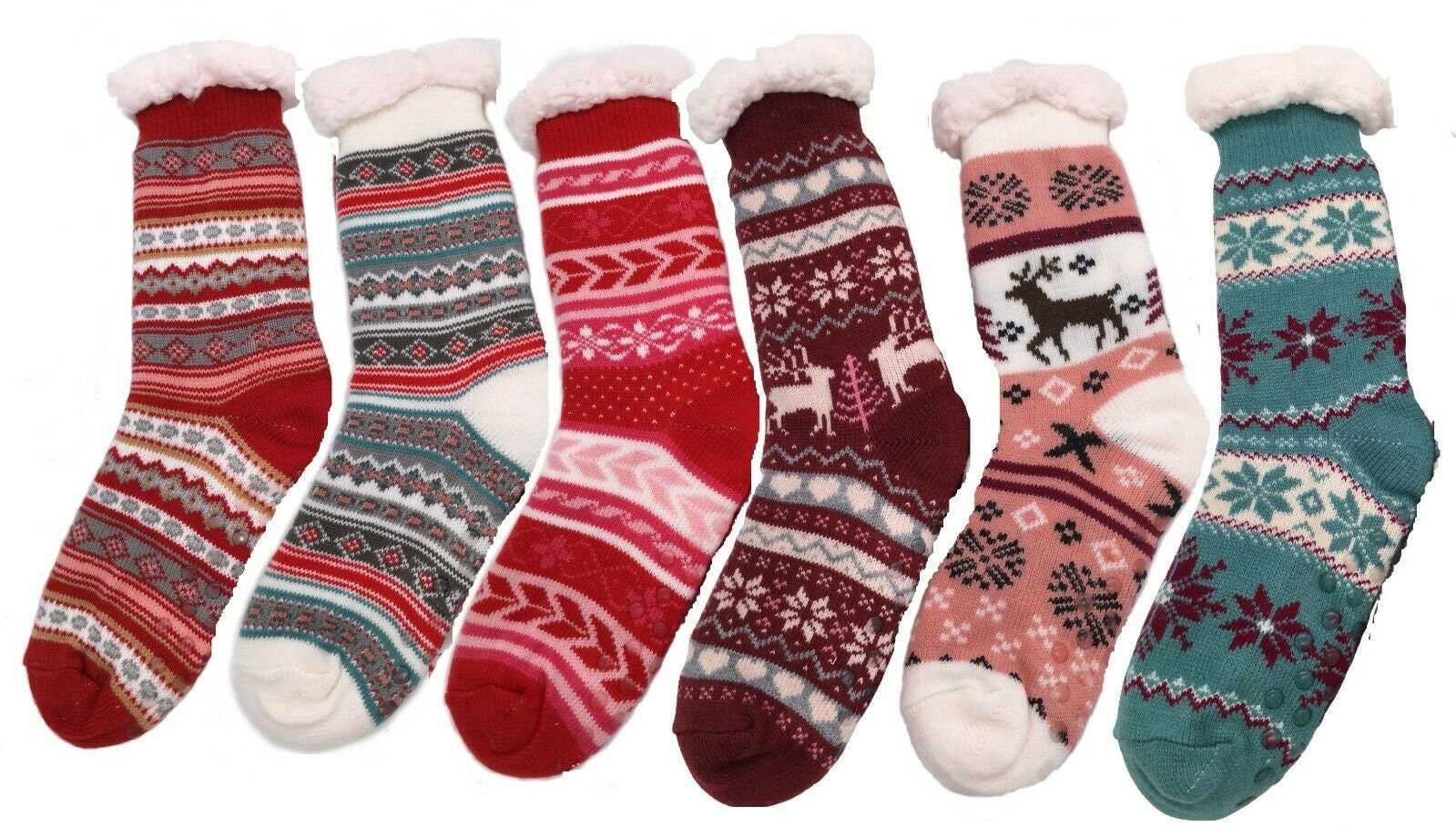 Ladies Fluffy Slipper Socks Fleece Cute Warm Soft Cosy Knitted Anti-Slip Winter Warmer