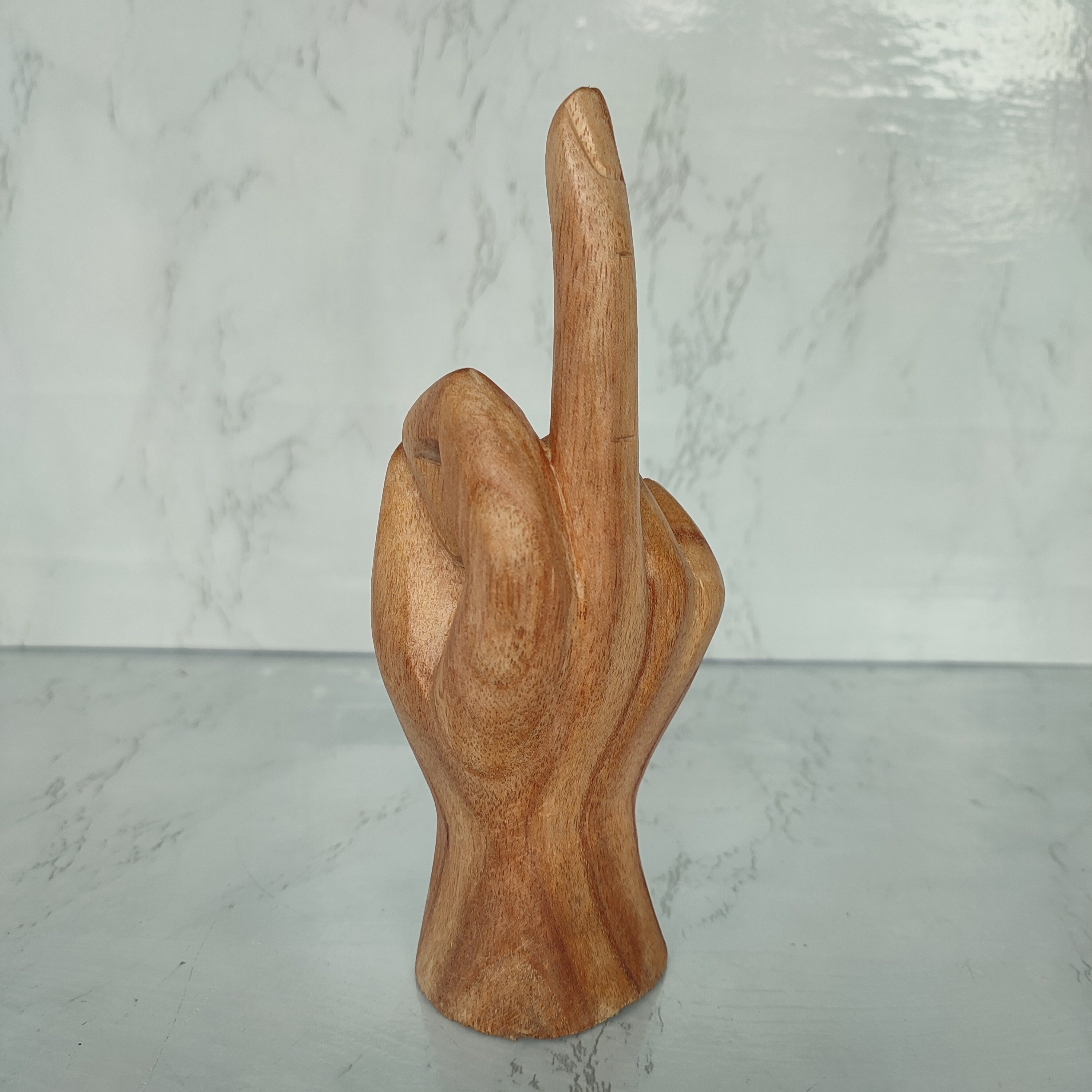Wooden Middle Finger Hand Statue Clear Hand Sculpture Sign Language Fuck You Greetings Middle
