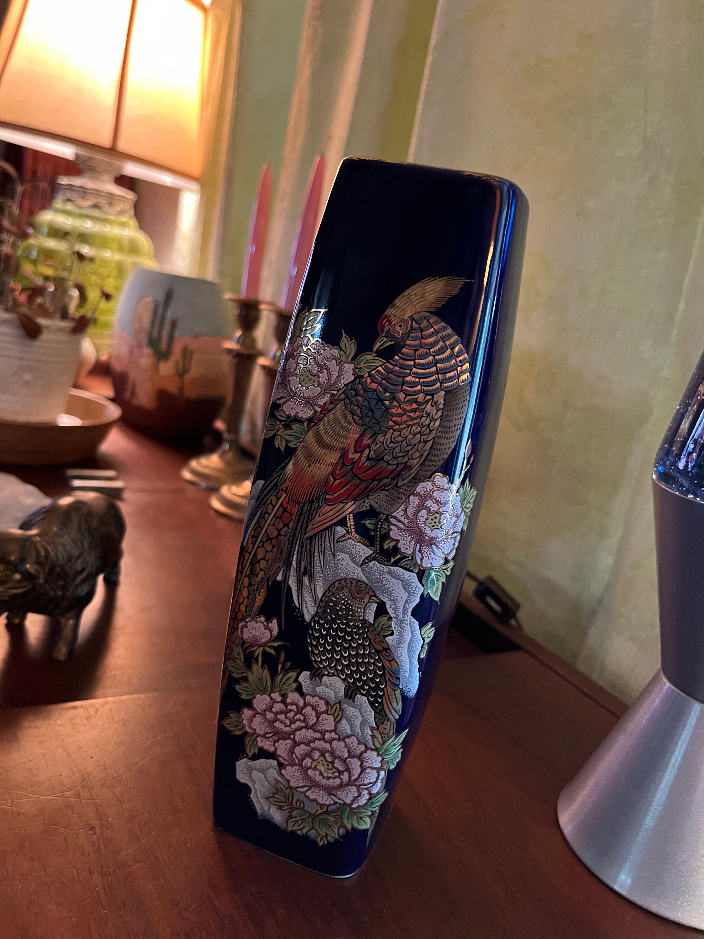 Vintage Cobalt Blue Interpur Flower Vase 9 5in Tall Japanese Etsy
