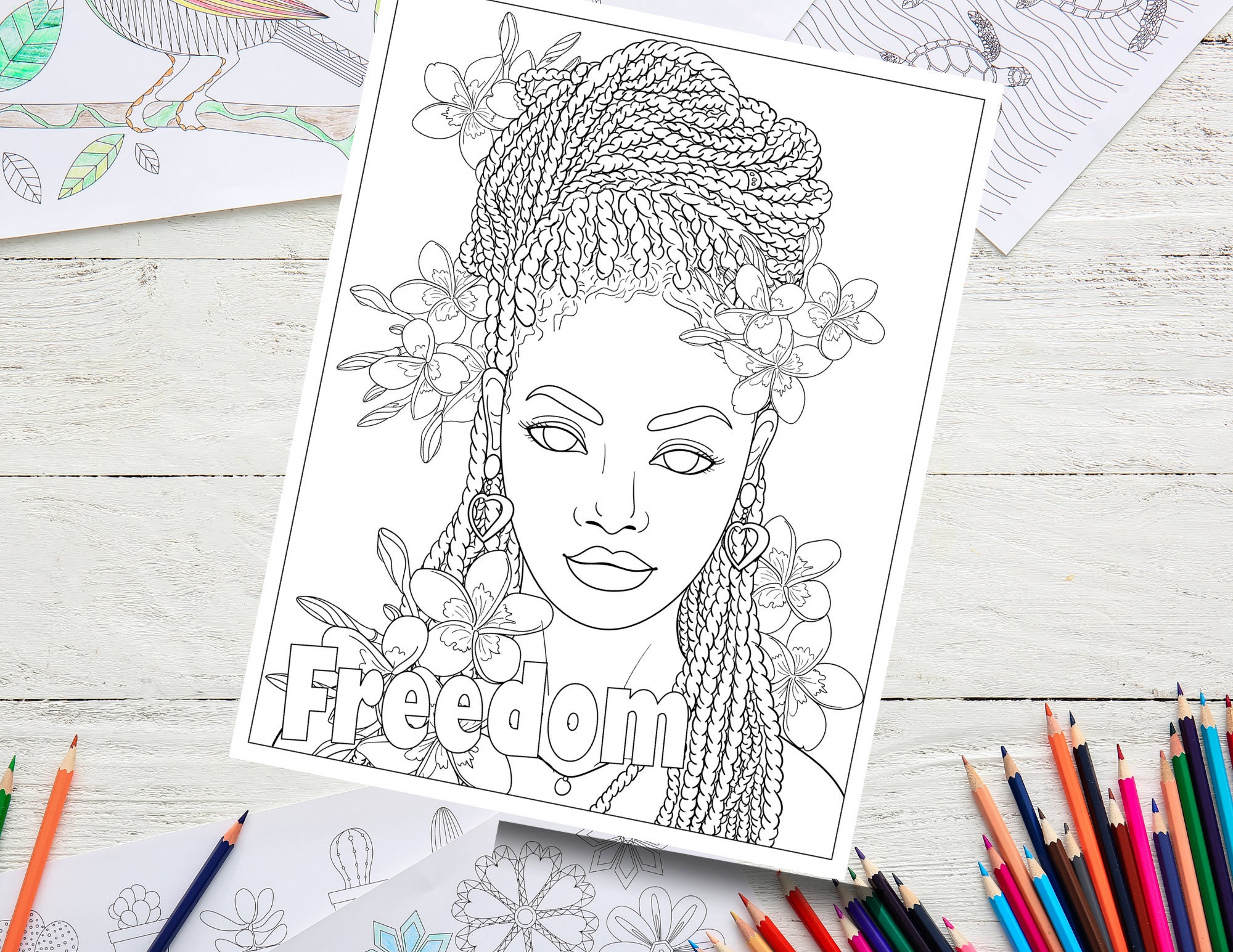 Freedom Coloring Page Black Girl Coloring Page Printable Coloring Page