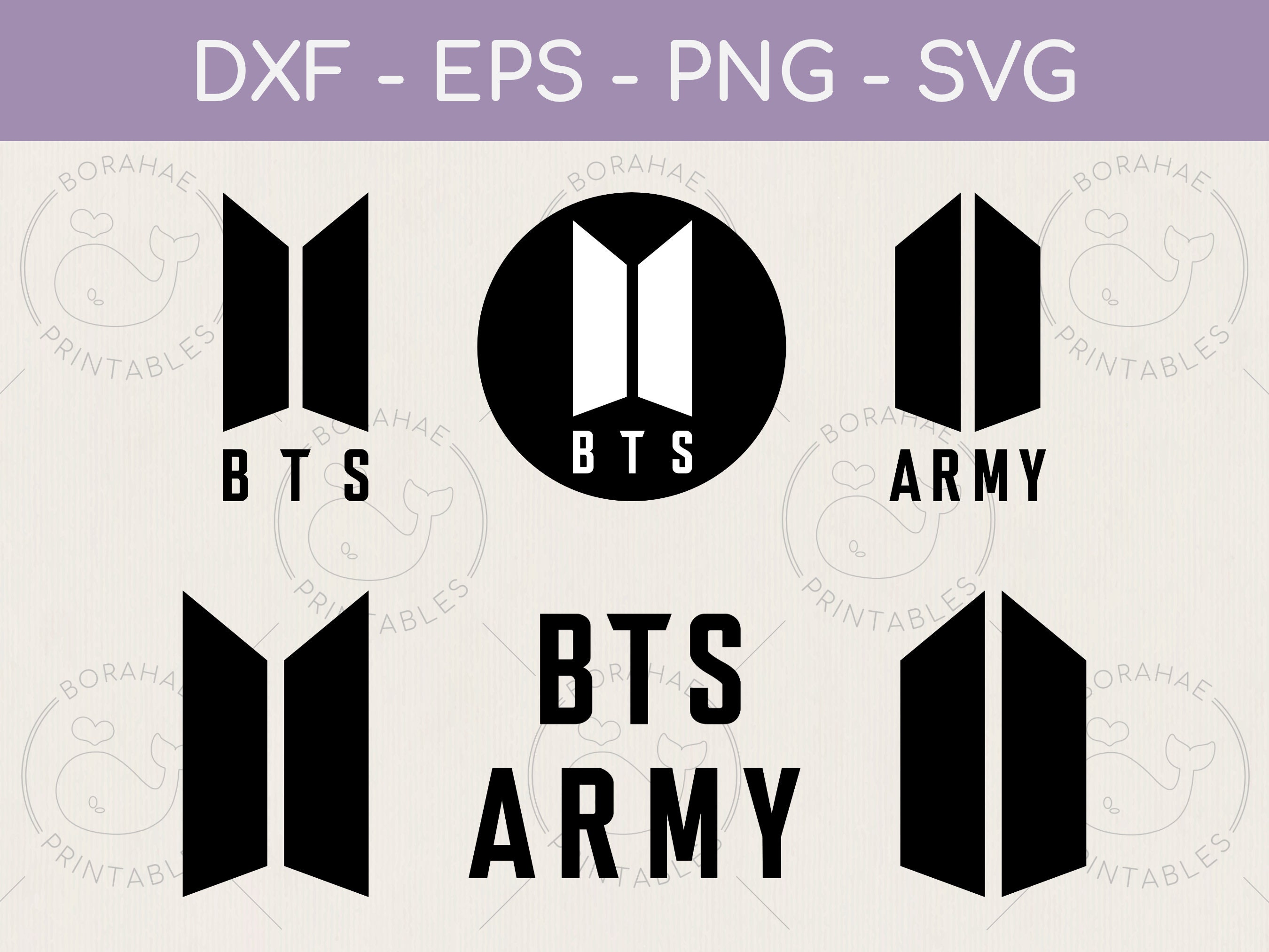BTS Army Logo Bundle Svg Png Dxf Eps Bangtan Kpop Etsy India