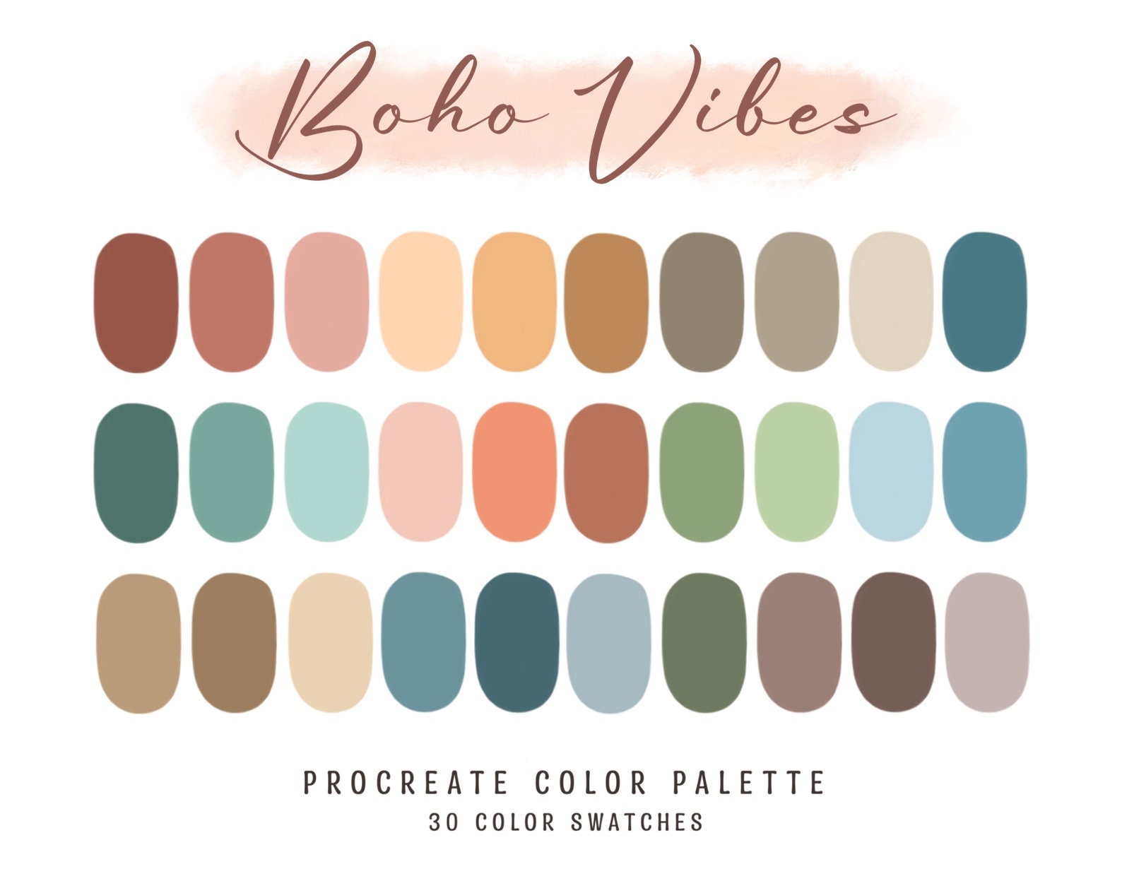 Boho Procreate Color Palette Procreate Swatches Ipad Etsy