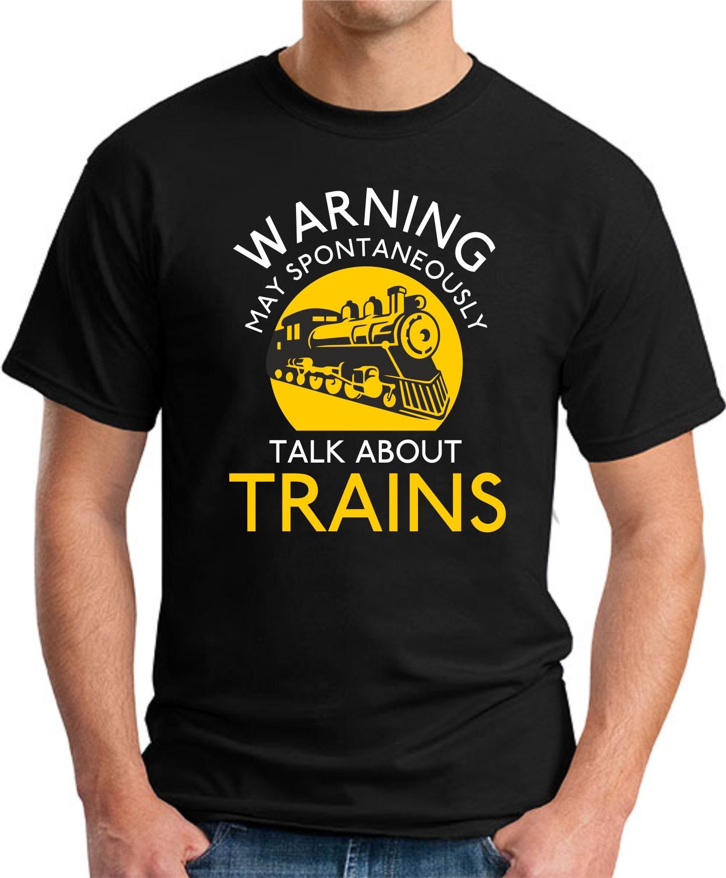 Warning May Spontaneously Talk About Trains T-Shirt - Men’s Printed Small-2xlarge