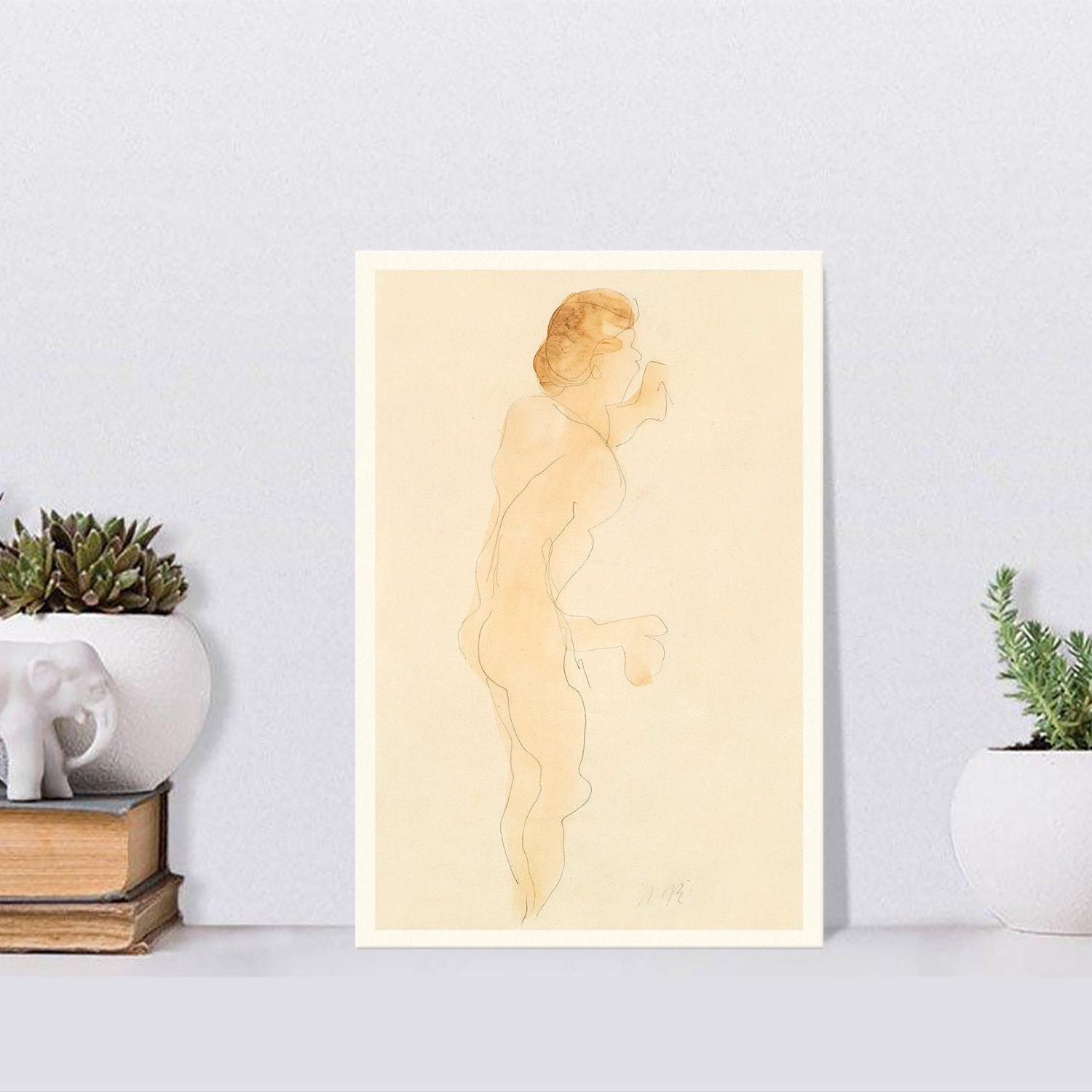 Nude Art Naked Woman Posing Vintage Nude Illustration Nude Etsy UK