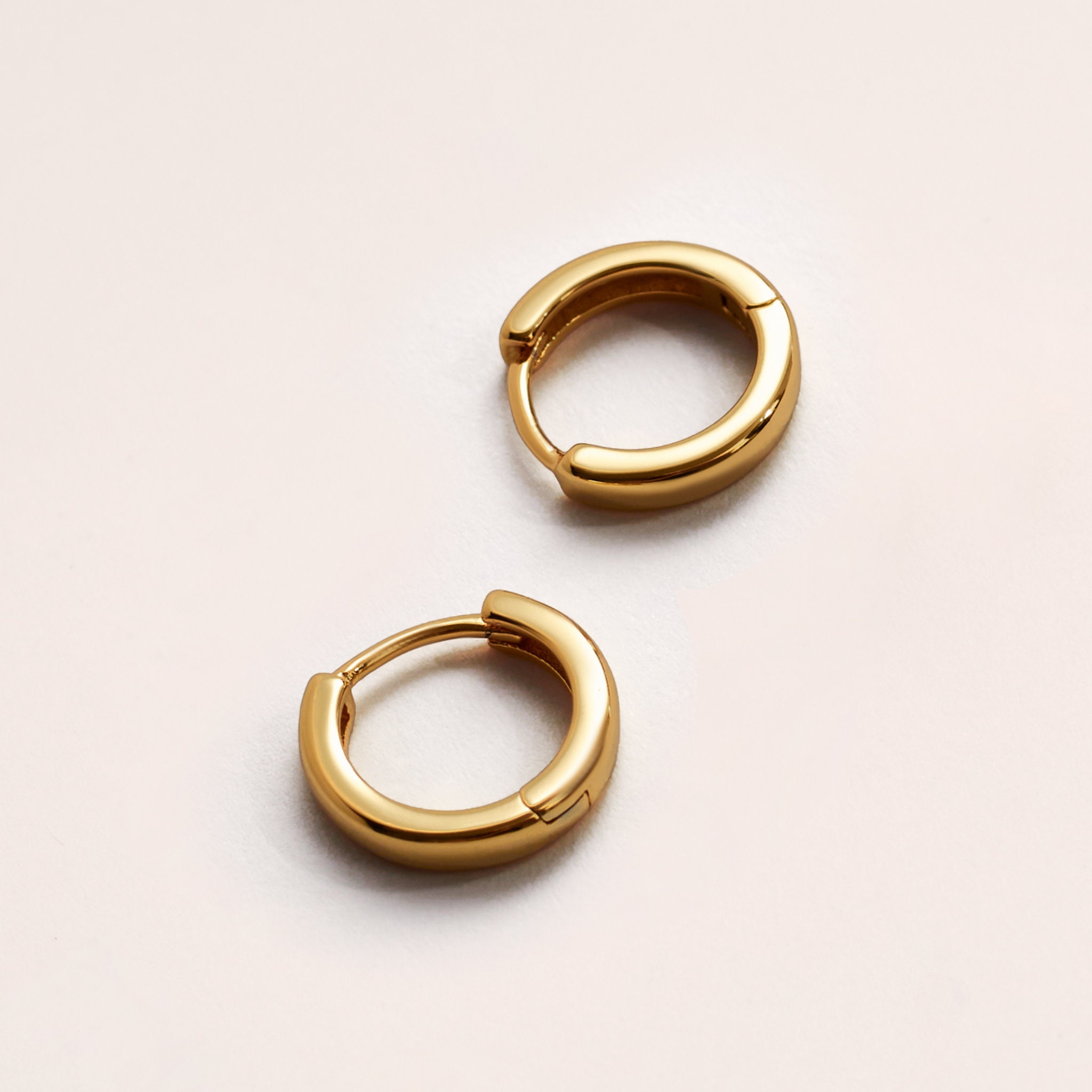 24K Gold Filled 925 Sterling Silver - 12mm Earrings Everyday Huggie Hoops UK Elegant Dainty Simple Hoop Gifts For Her