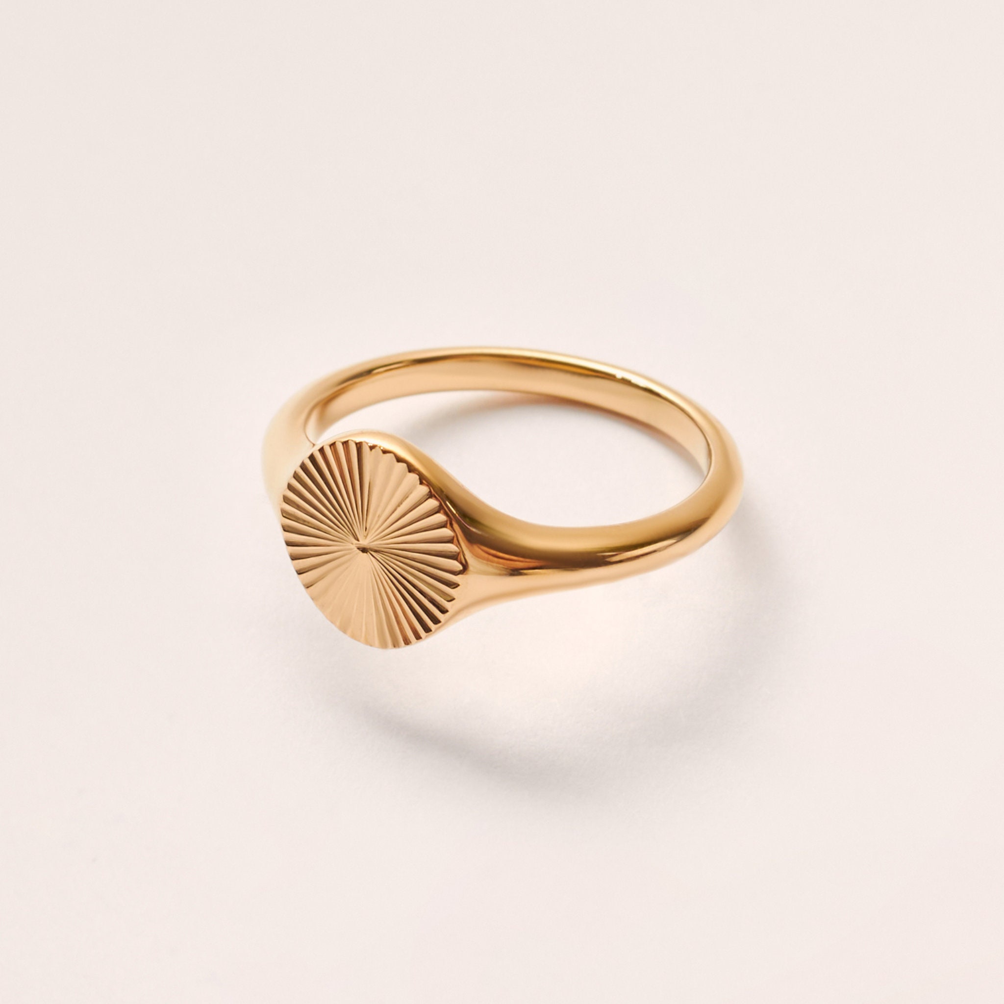 Soleil Signet Ring - Gold Waterproof Stacking 18K Classy Sunshine Sun Delicate Gift For Her Black Friday