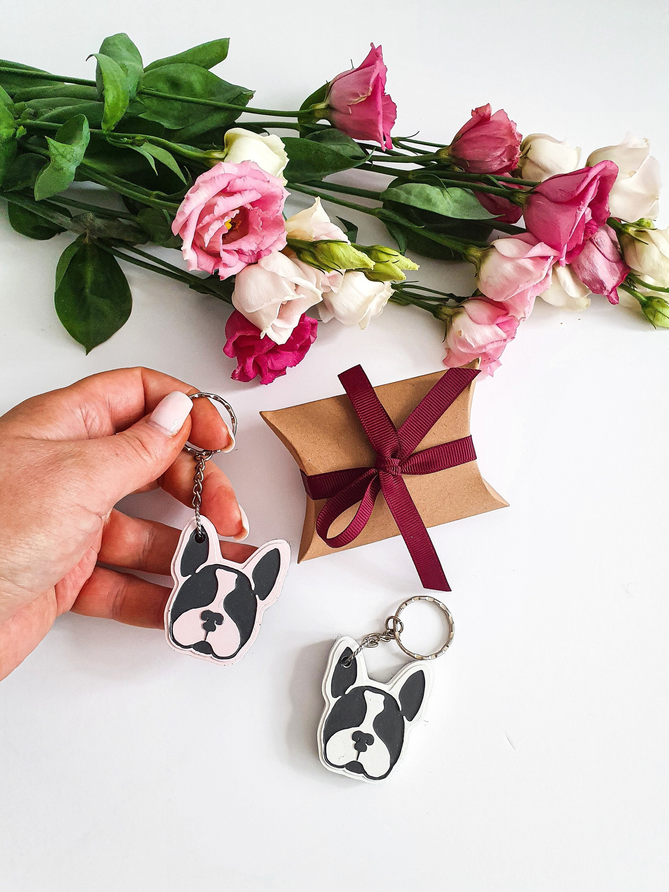 French Bulldog Keychain| Frenchie Keyring| Dog Lover Gift| Gift Under 10| Keyring