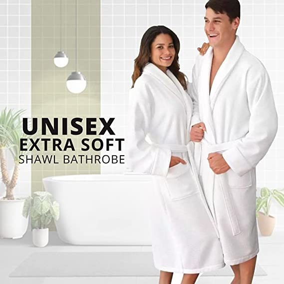Bath Robe 100% Egyptian Cotton Terry Towelling Gown Luxury & Super Soft Unisex Bathrobe For Men Women Cozy Hotel Spa Quality