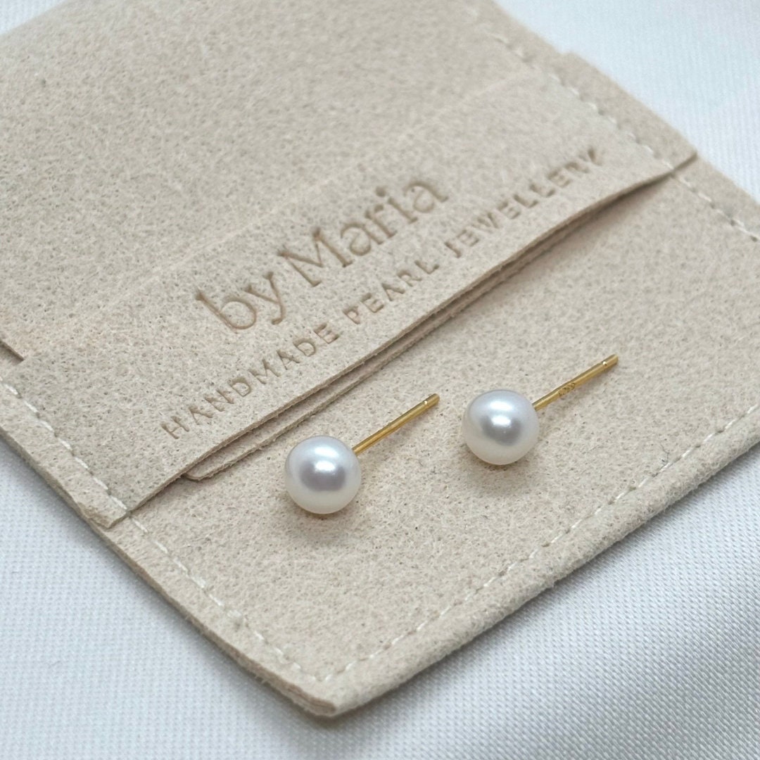 Round Pearl Stud Earrings, White Baroque Pearl Bridesmaid Gift, Wedding, 14K Gold Filled & Sterling Silver, Bridal Earrings