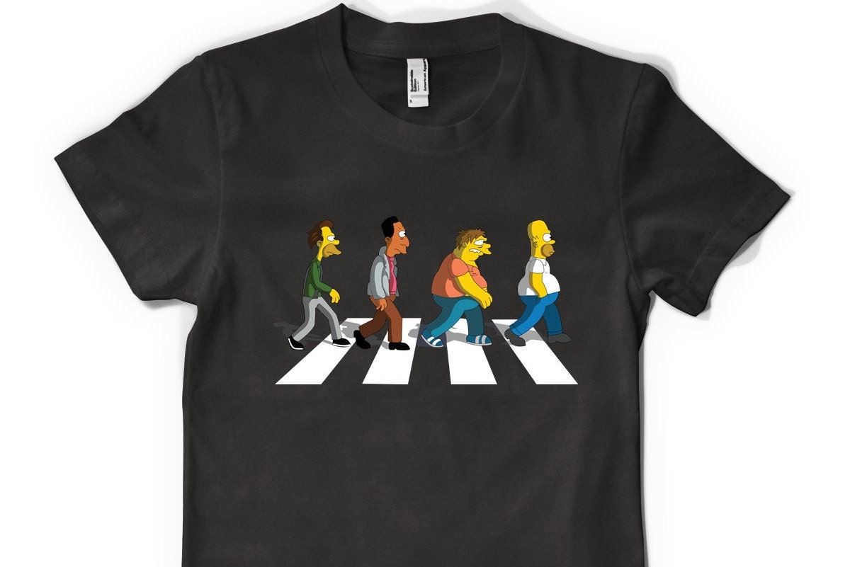 Free Personalisation Simpson Crossing Abbey Road Cartoon Music Birthday Gift Unisex Adult & Kids T Shirt UK Sizes