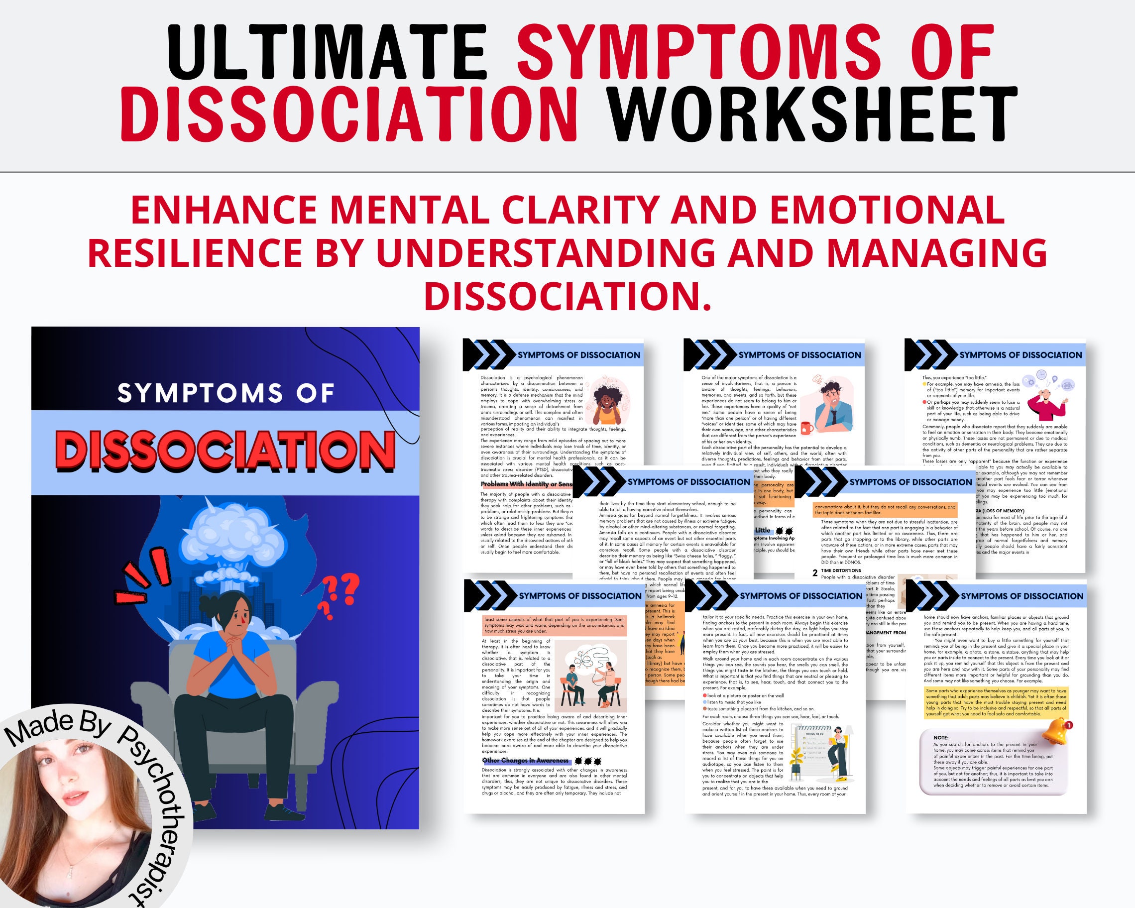 Symptoms Of Dissociation Dissociation Worksheets Workbook Dissociation